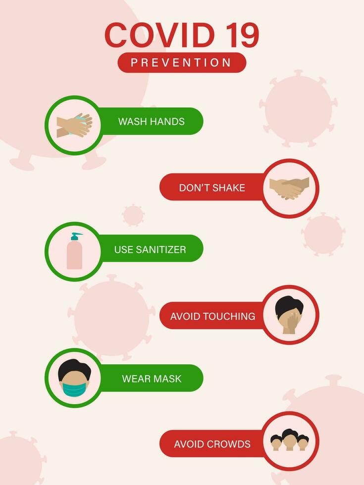 Essential Do's And Don'ts Of Covid-19 Prevention On Pink Coronavirus Background. vector