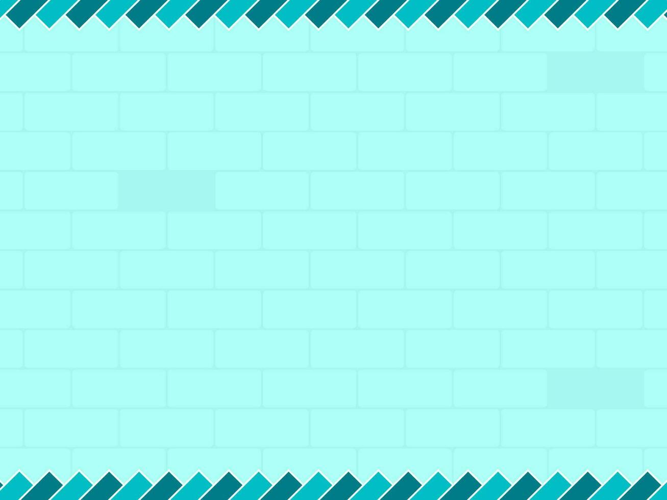 Abstract Geometric Border Background With Brick Wall Pattern In Blue Color. vector