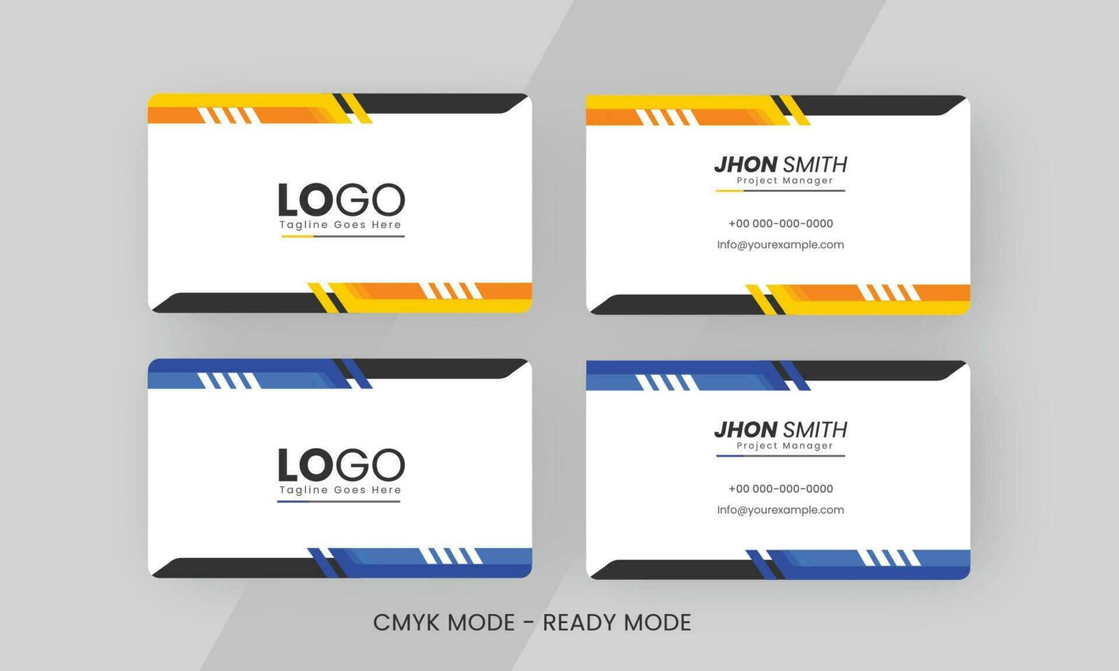 Set Of Abstract Business Or Visiting Card In Front And Back Side. vector
