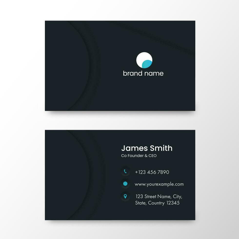 Horizontal Business Card Template Design In Front And Back View. vector