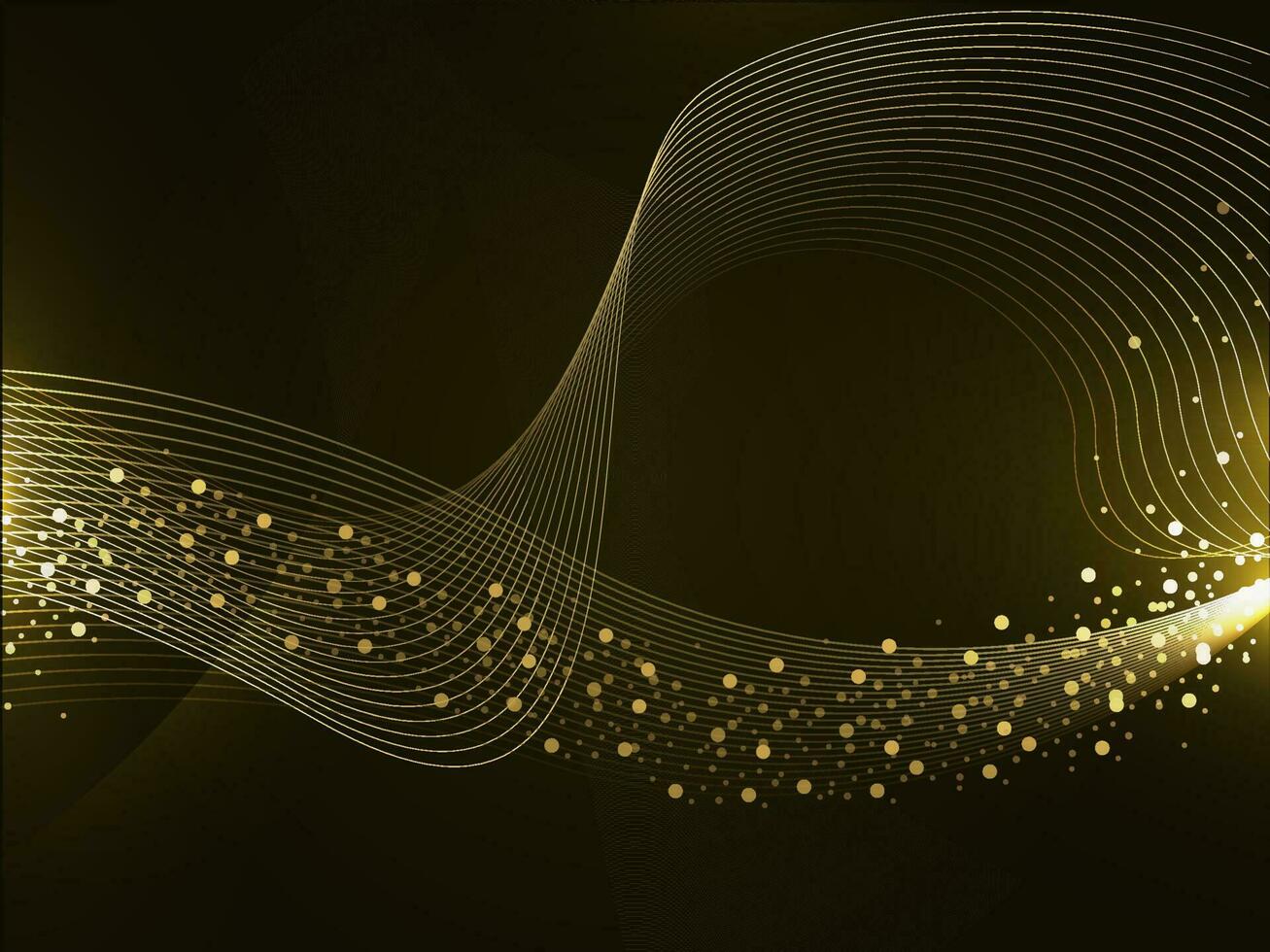 Abstract Background With Motion Wave Lines And Golden Particles. vector