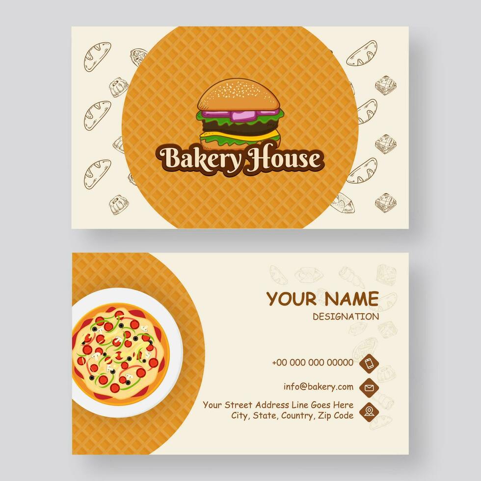 Retro style business card or visiting card design for Bakery House. vector