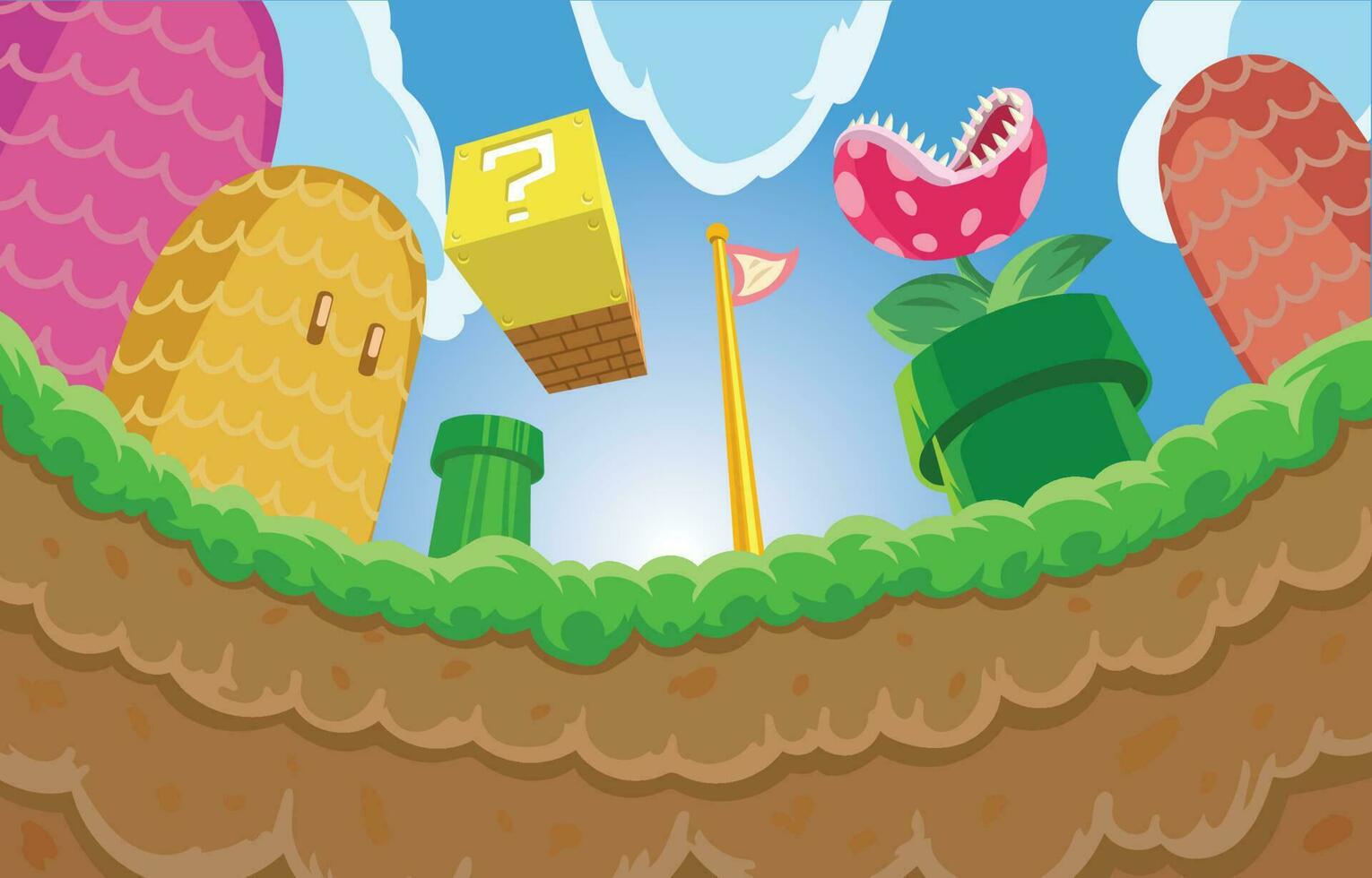 Mushroom Kingdom Background Concept vector