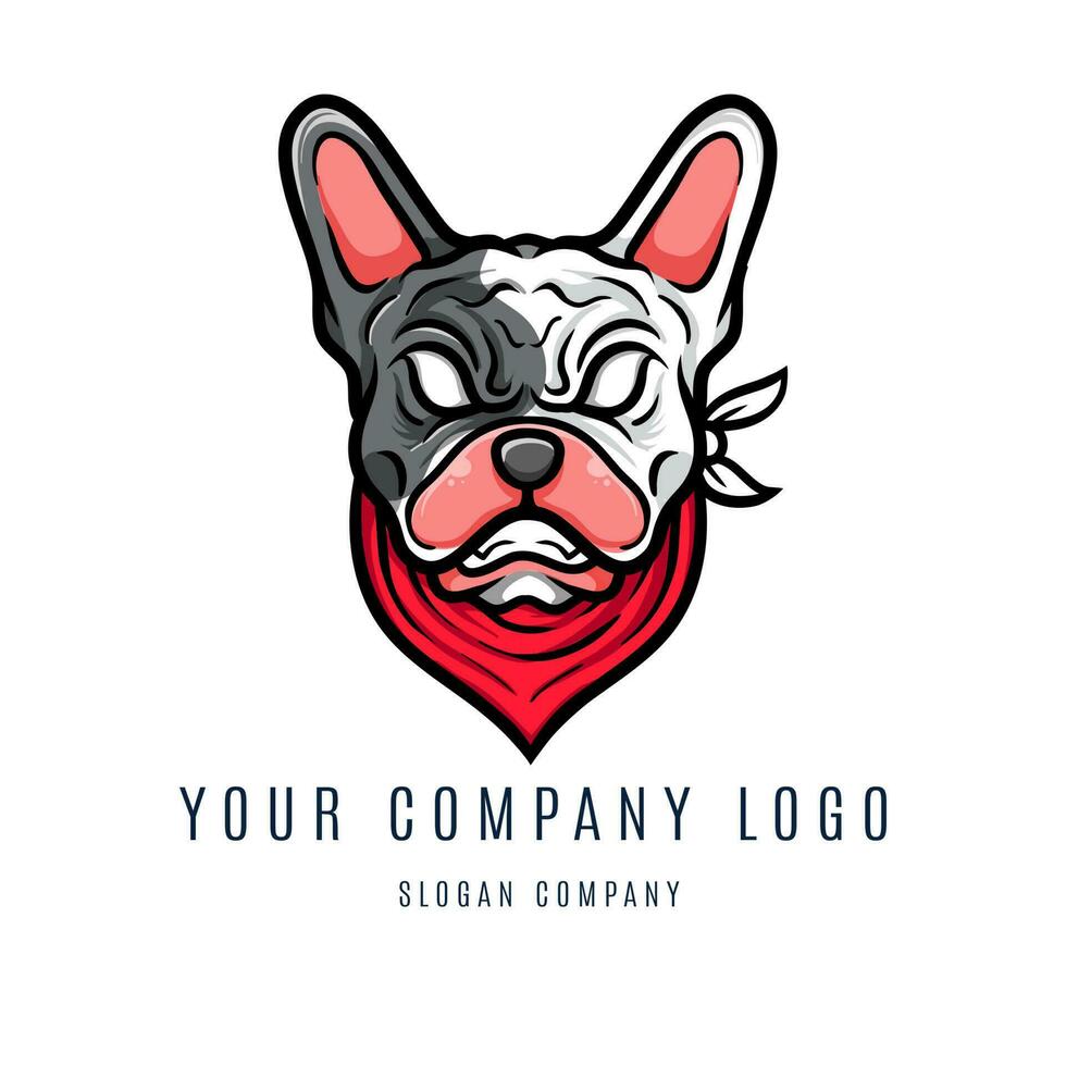 angry animal buldog minimalist logo vector