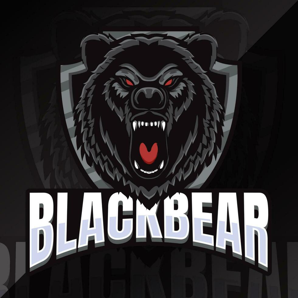 negro oso Insignia emblema deporte logo vector