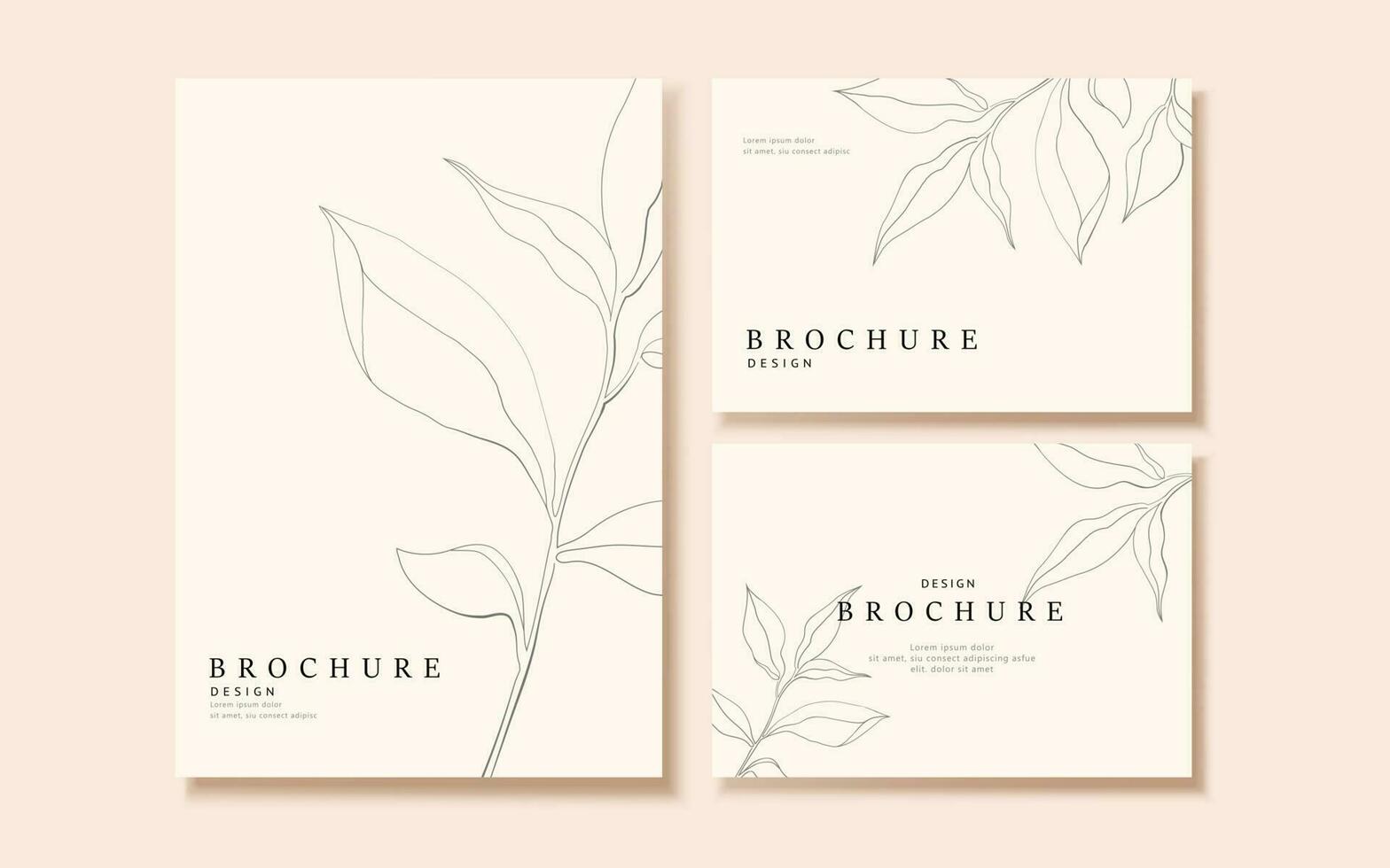 Elegant line style leaf brochure template design on light pink background vector