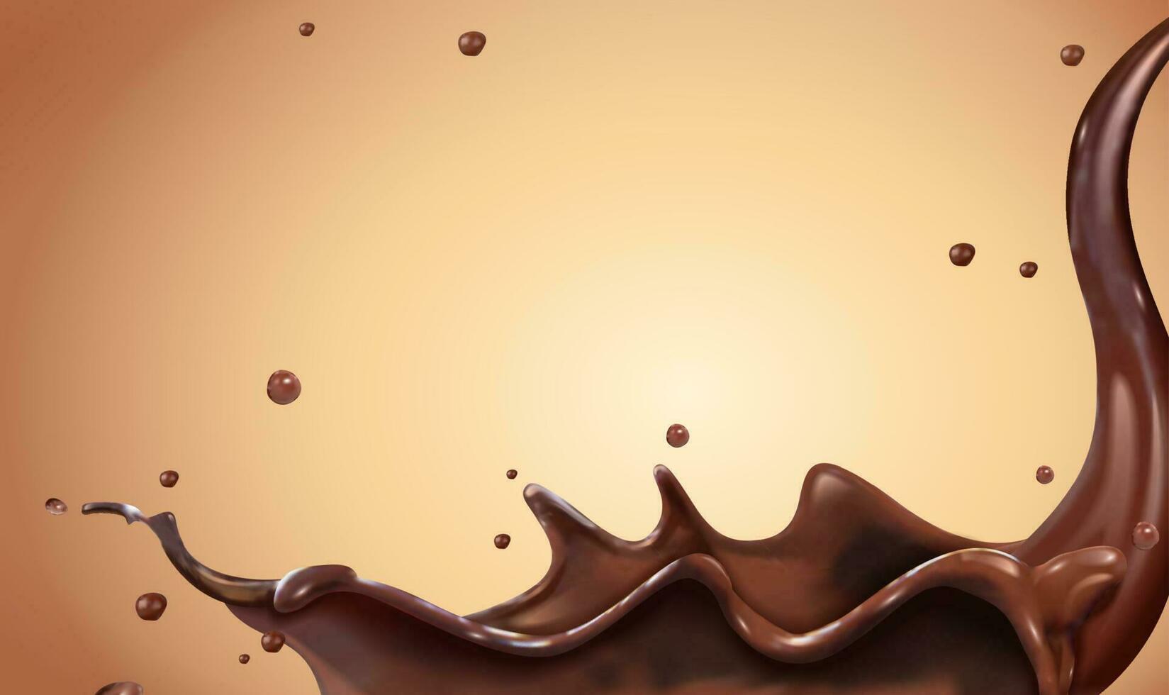 Chocolate sauce crown splash effect in 3d illustration vector