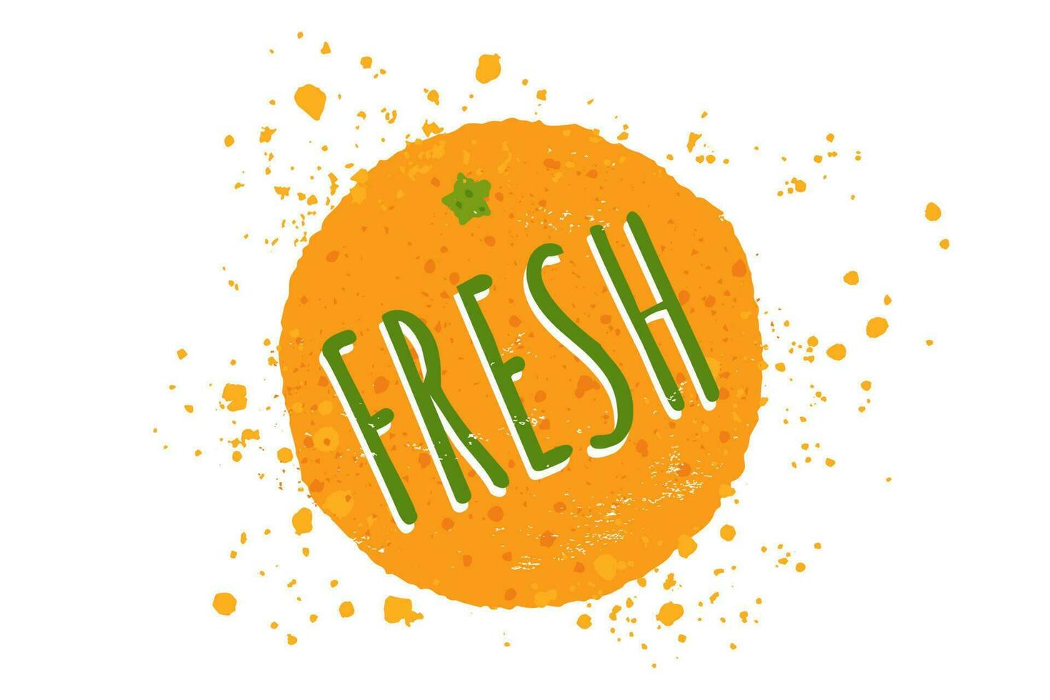 Vector illustration of orange with text of fresh.