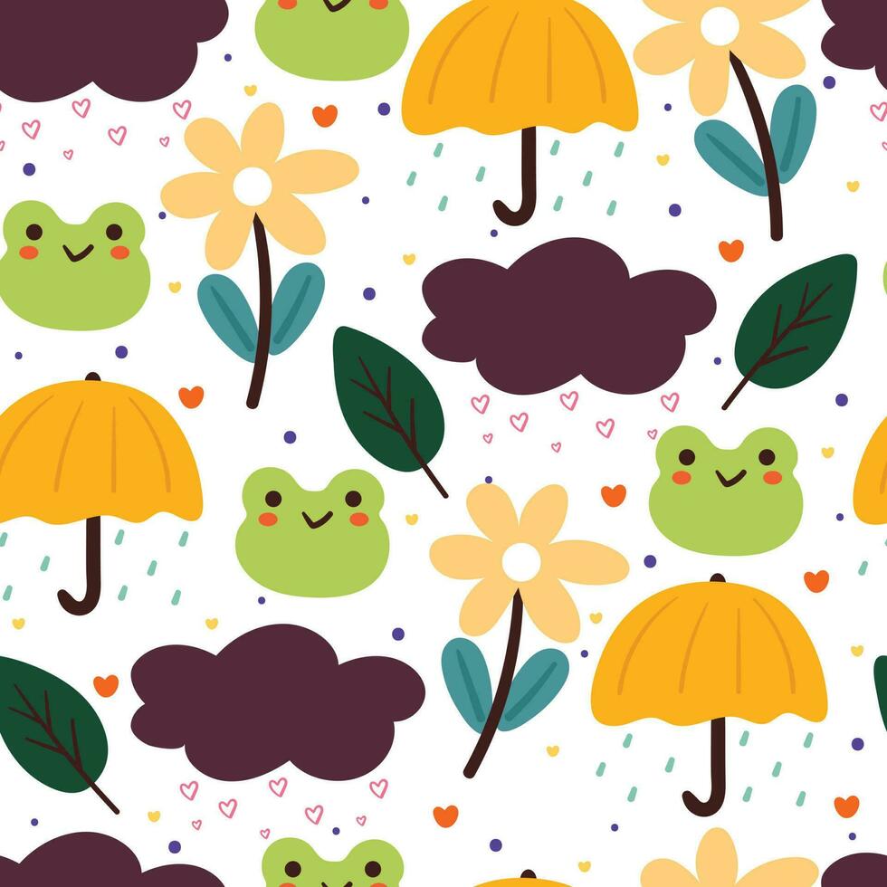 seamless pattern cartoon frog. cute animal wallpaper for textile, gift wrap paper vector