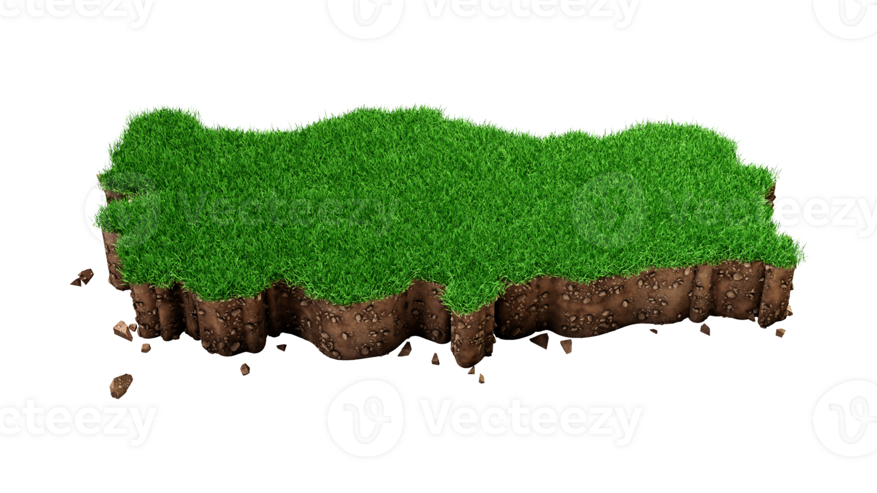 Detailed Turkey Map with green Grass 3d illustration png