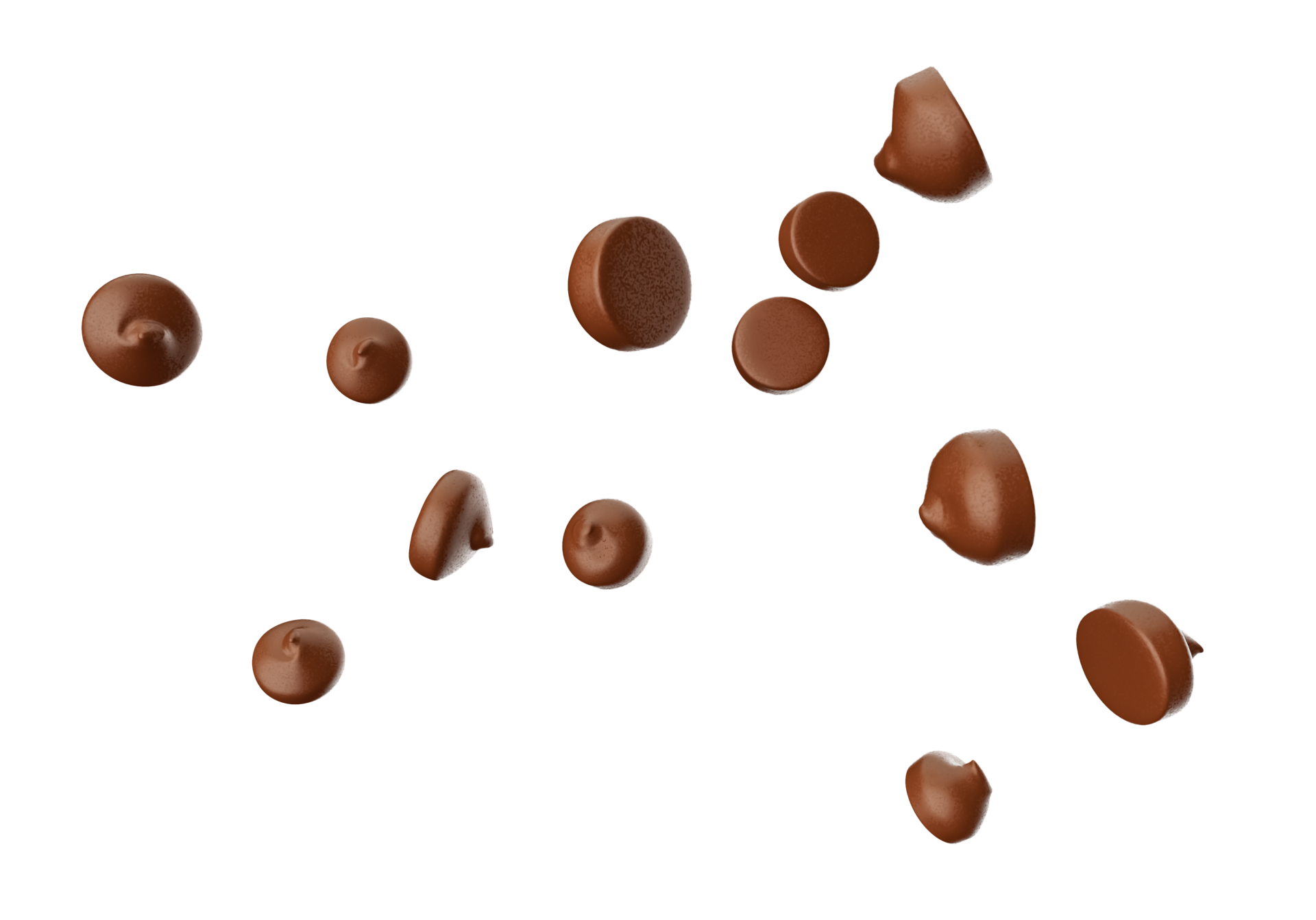 Chocolate Chips Flying isolated 3d illustration 23429741 PNG