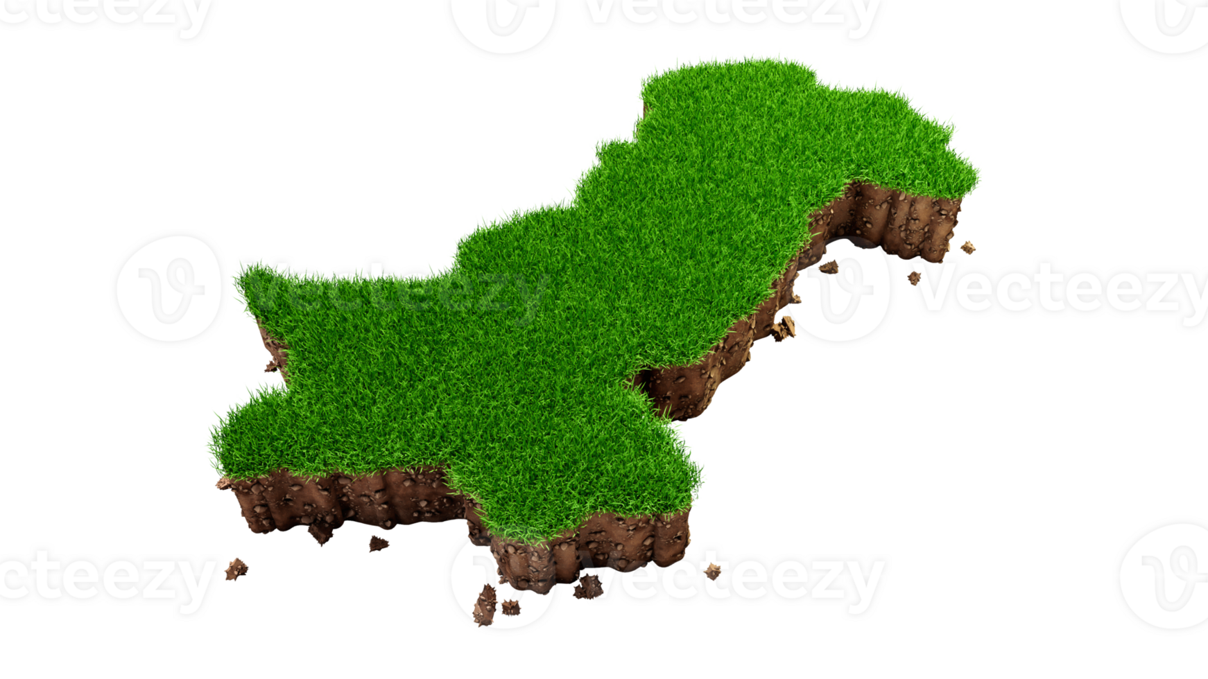 Detailed Pakistan Map Grass and ground texture 3d illustration png