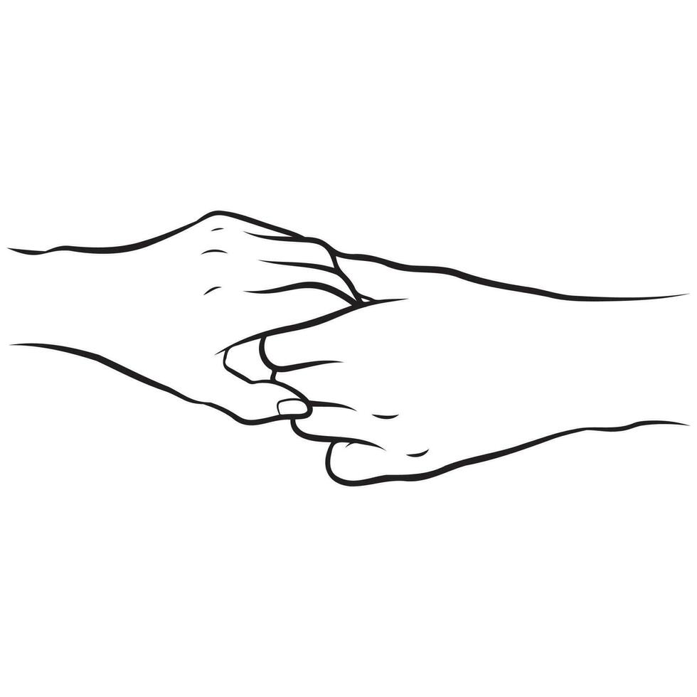 Couple Holding Hands Line Drawing. vector