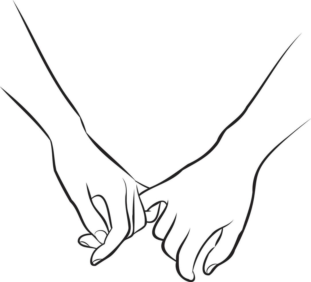 Premium Vector  One line drawing of two adult hands holding each other  together romantic couple lover design vector
