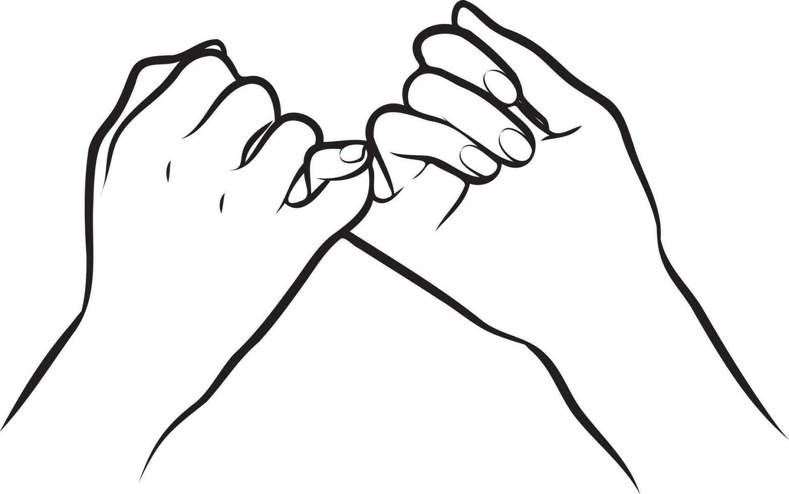 Couple Holding Hands Line Drawing. vector