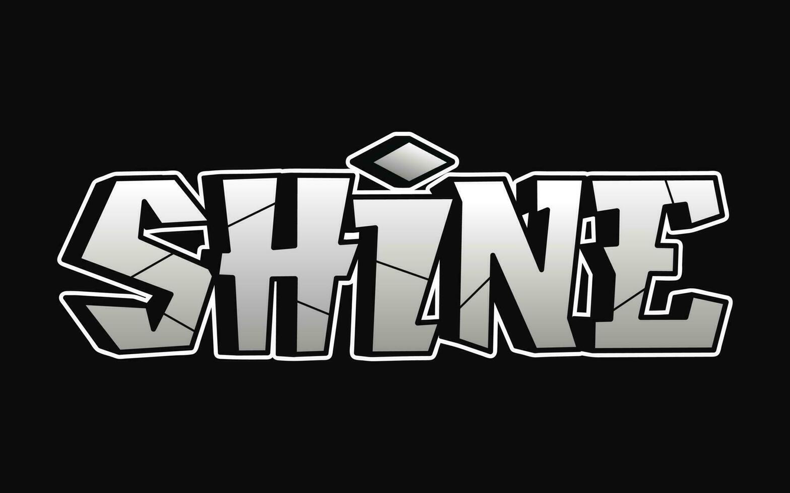 Shine - single word, letters graffiti style. Vector hand drawn logo. Funny cool trippy word Shine, fashion, graffiti style print t-shirt, poster concept