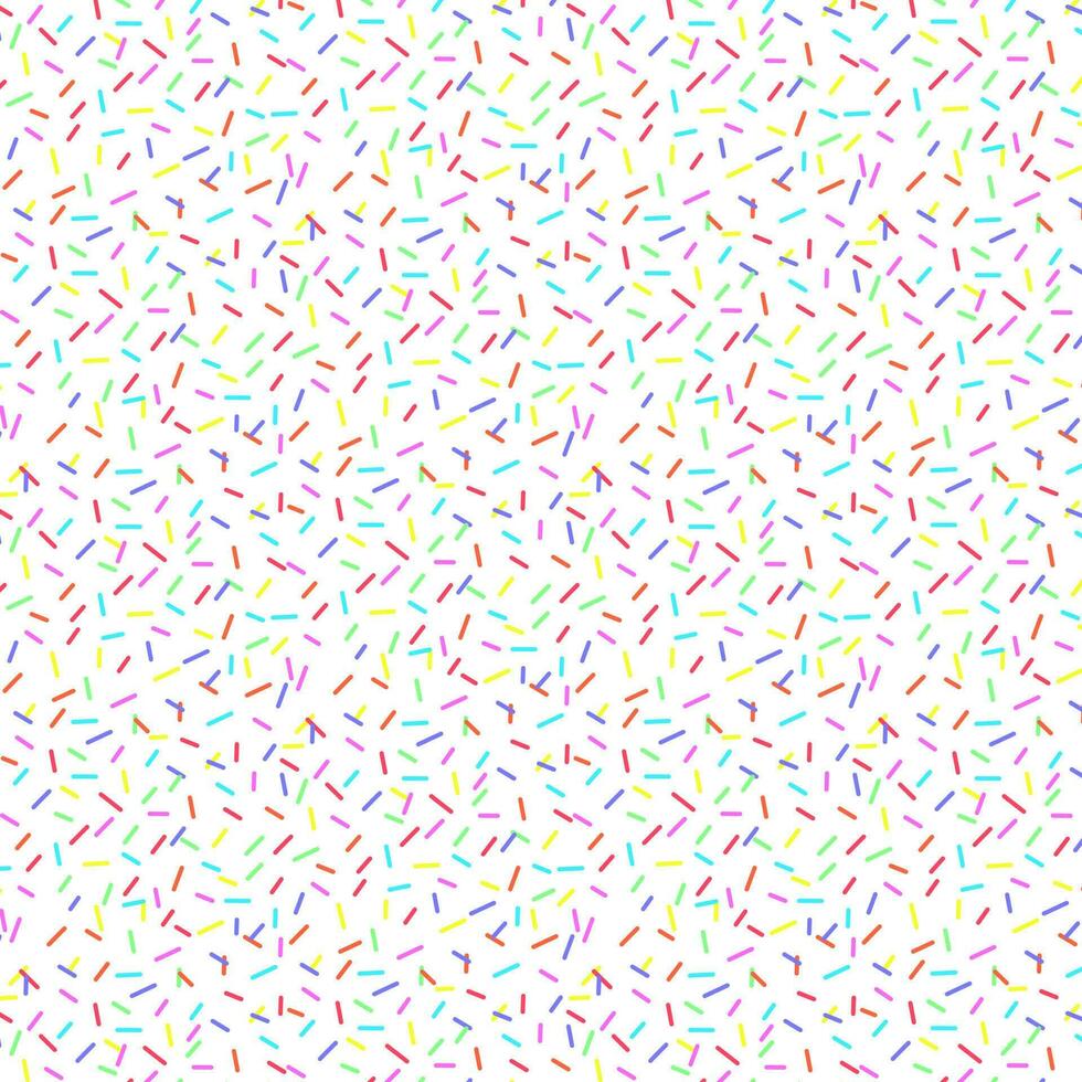 Colorful seamless vector confetti pattern. Bakery themed donut, doughnut or cupcake sugar sprinkle background. Vector Illustration for holiday designs, party, birthday, invitation