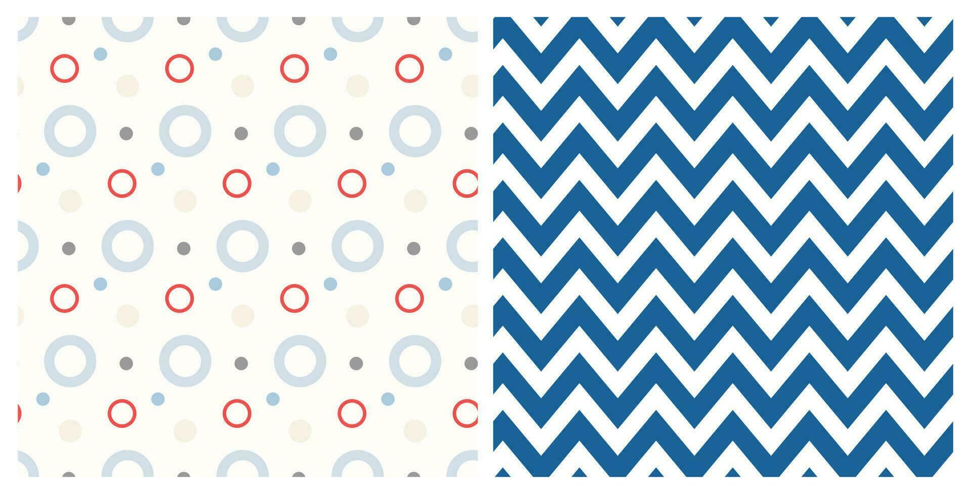 Set of seamless geometric patterns of circles and chevron style. Design for springtime, Mothers day, Easter celebration, scrapbooking, nursery decor, home decor, paper crafts. vector