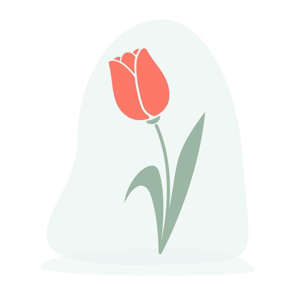 Clip art of hand drawn tulip on isolated background. Design for mothers day, springtime and summertime celebration, scrapbooking, wedding invitation, textile, home decor, paper craft. vector