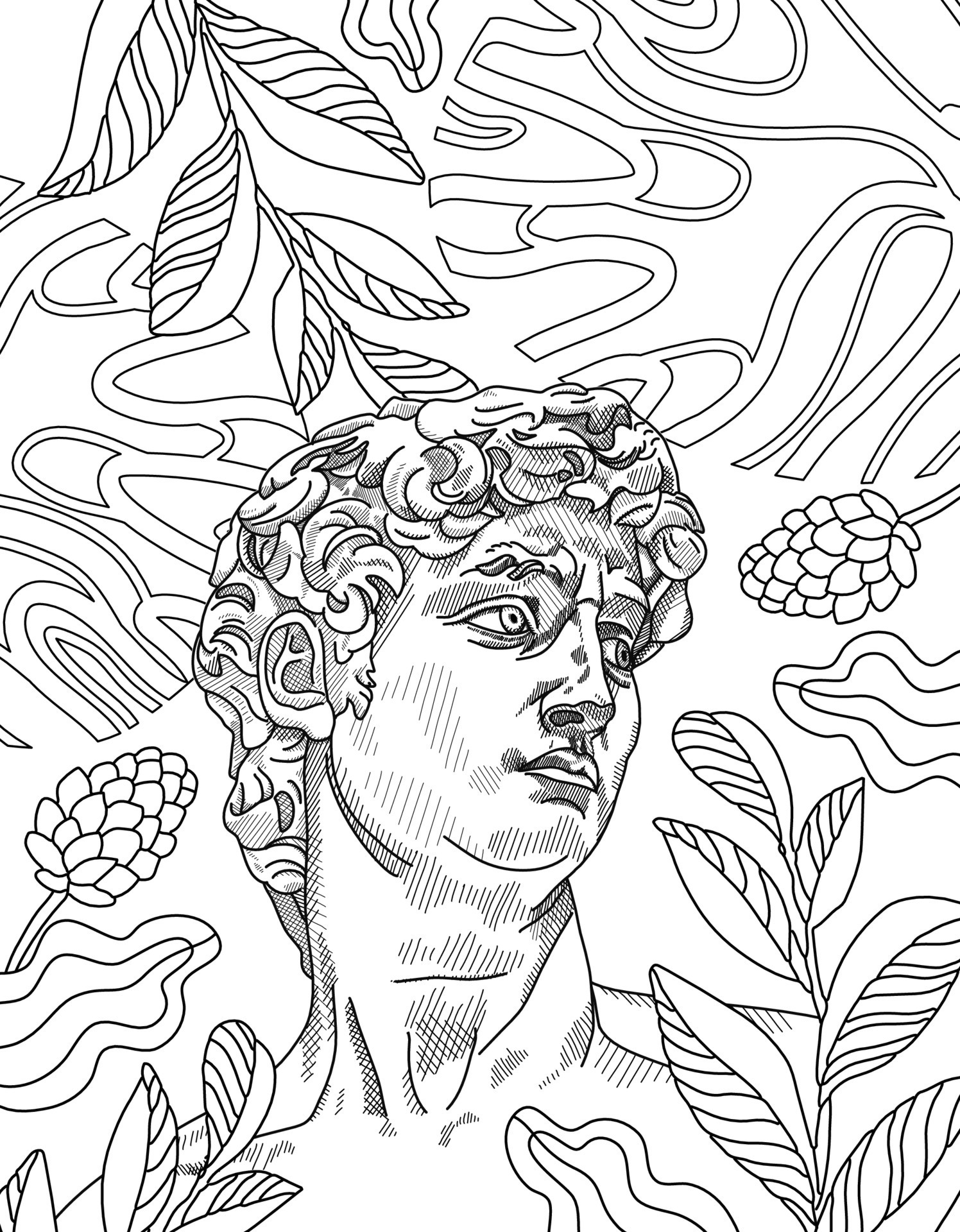 Ancient Greece Coloring page Hand - Ancient Greece Coloring Page Hand Illustrations Plaster Antique Statues Corinthian Column Pillar Drawings For Poster Beautiful Drawing With Patterns And Small Details Coloring Book Picture Vector 