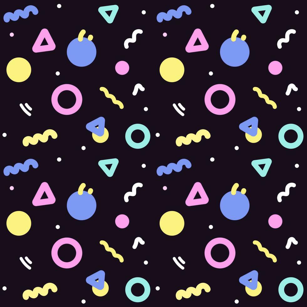 90s seamless pattern squiggle kid.  doodle pattern. Trendy minimalist style art background. basic shapes. Simple childish scribble vector