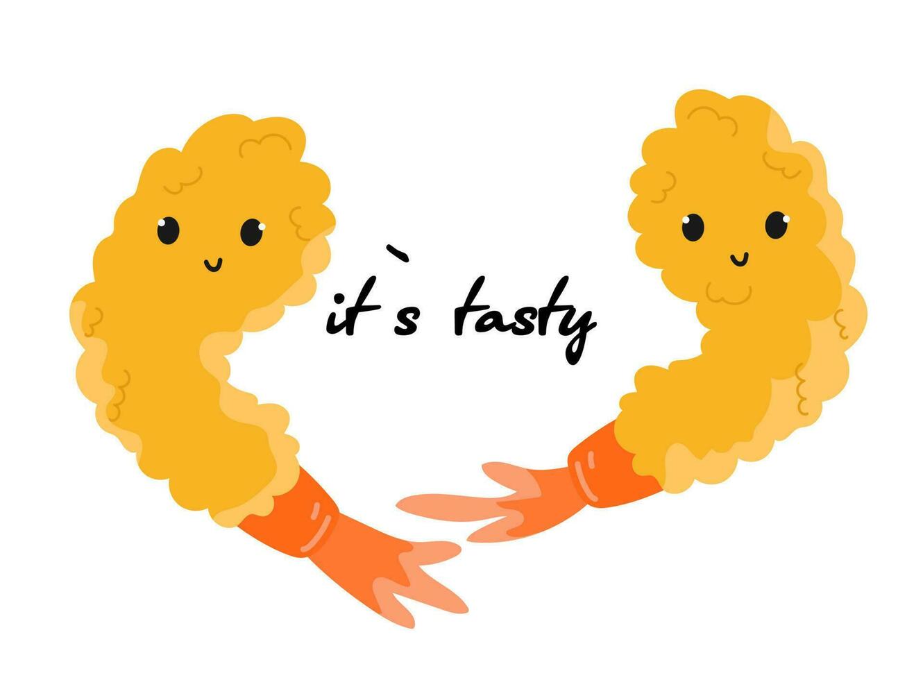 Characters shrimp fried in tempura. ebi shrimp. Asian cuisine. vector