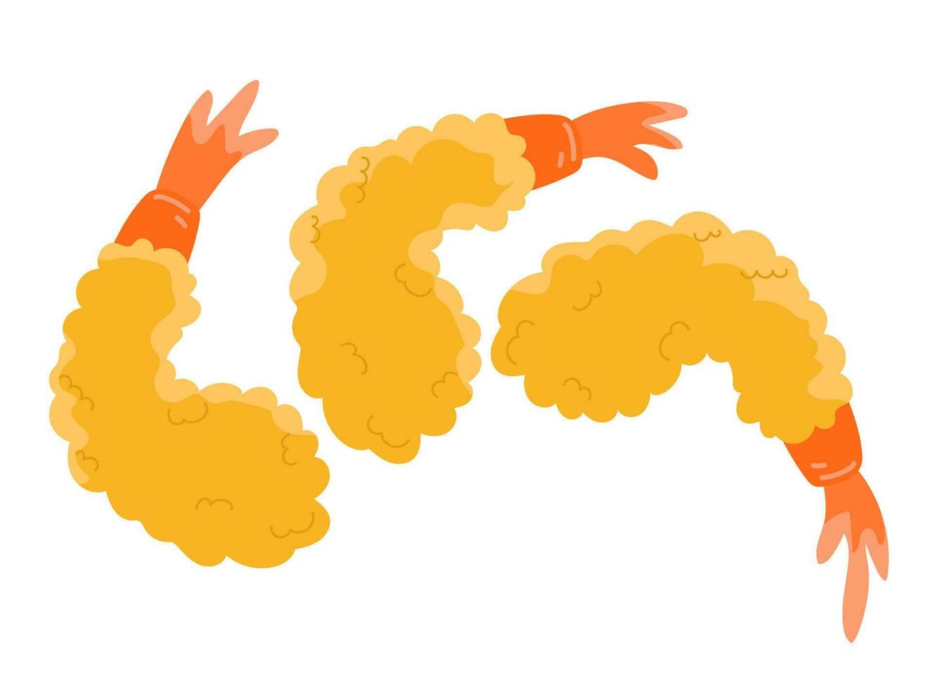 shrimp fried in tempura. Yakitori prawns. Asian cuisine. illustration for menus, brochures, posters. vector