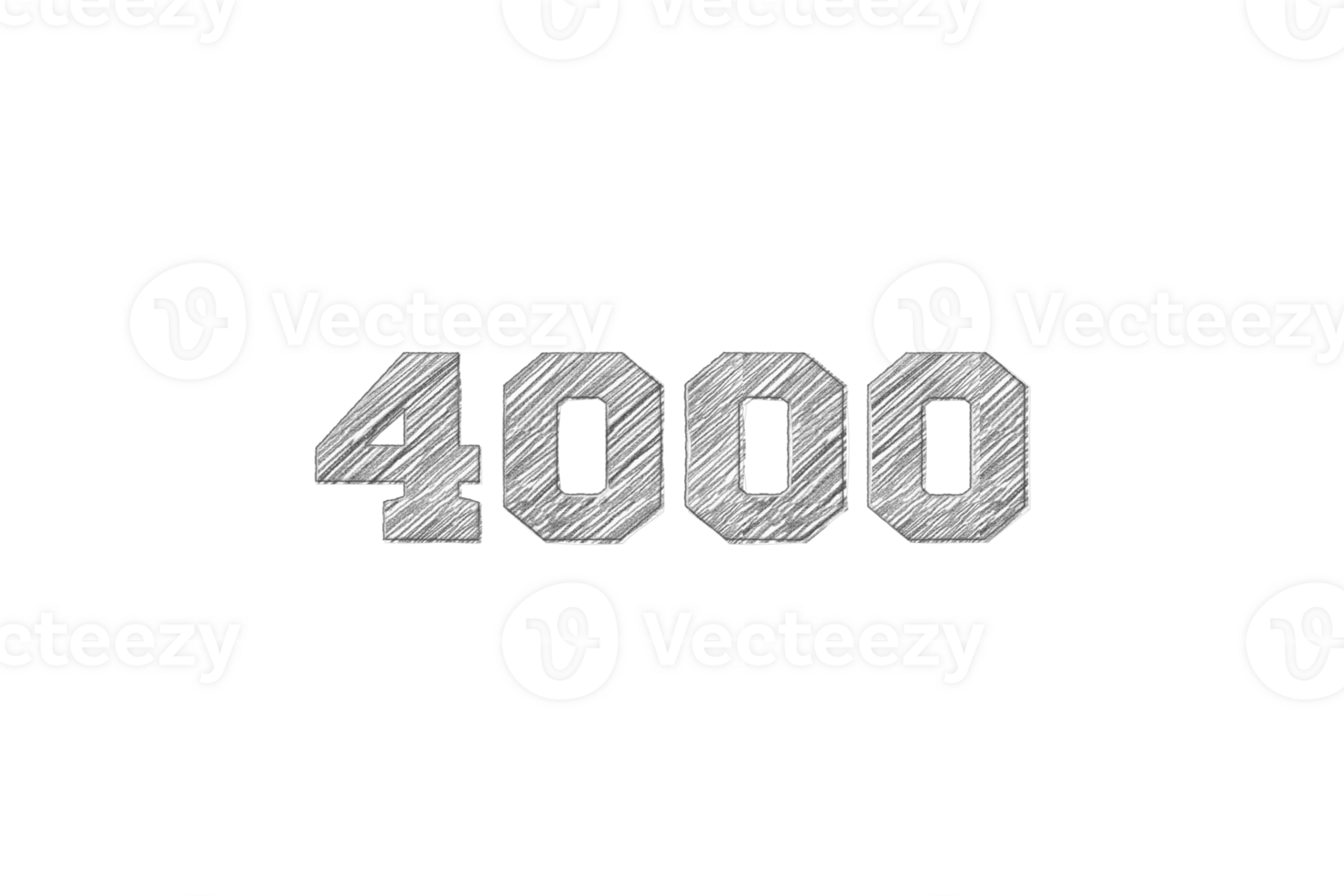 4000 subscribers celebration greeting Number with pencil sketch design png