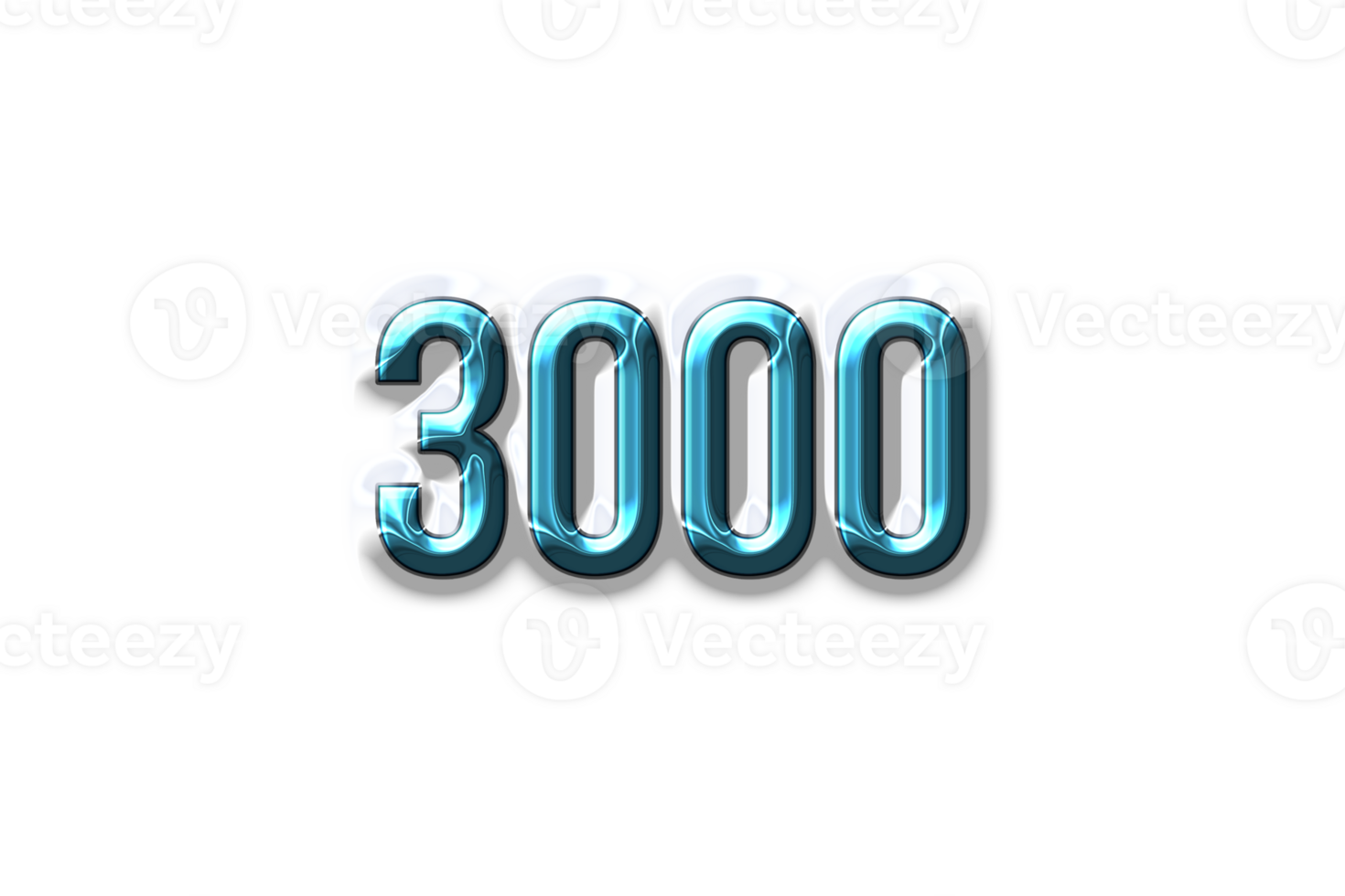 3000 subscribers celebration greeting Number with plastic design png