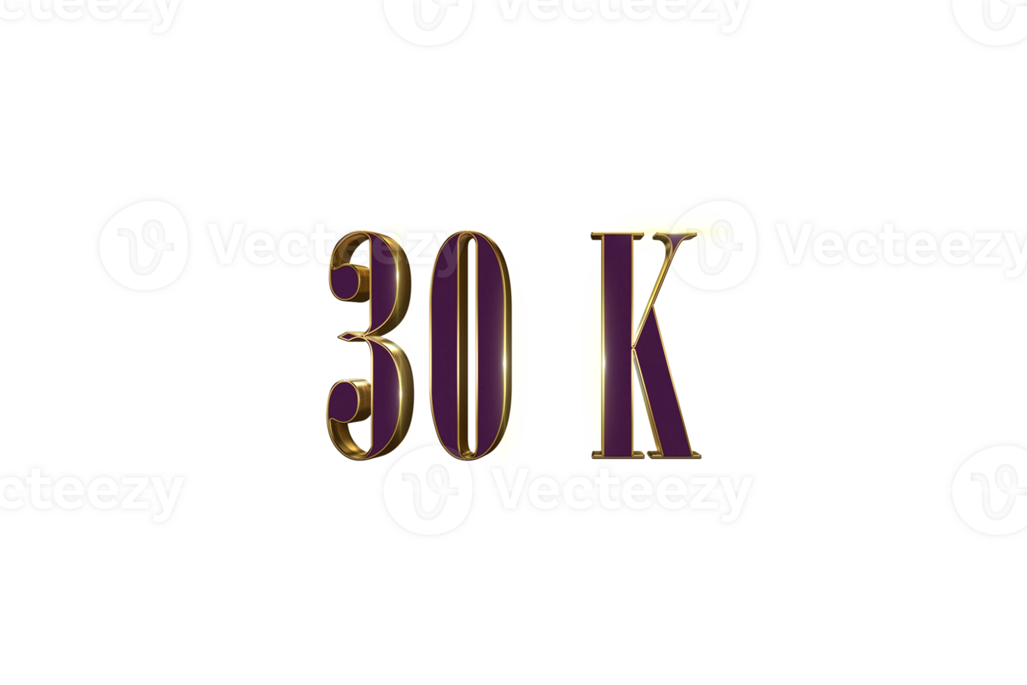 30 k subscribers celebration greeting Number with luxury design png