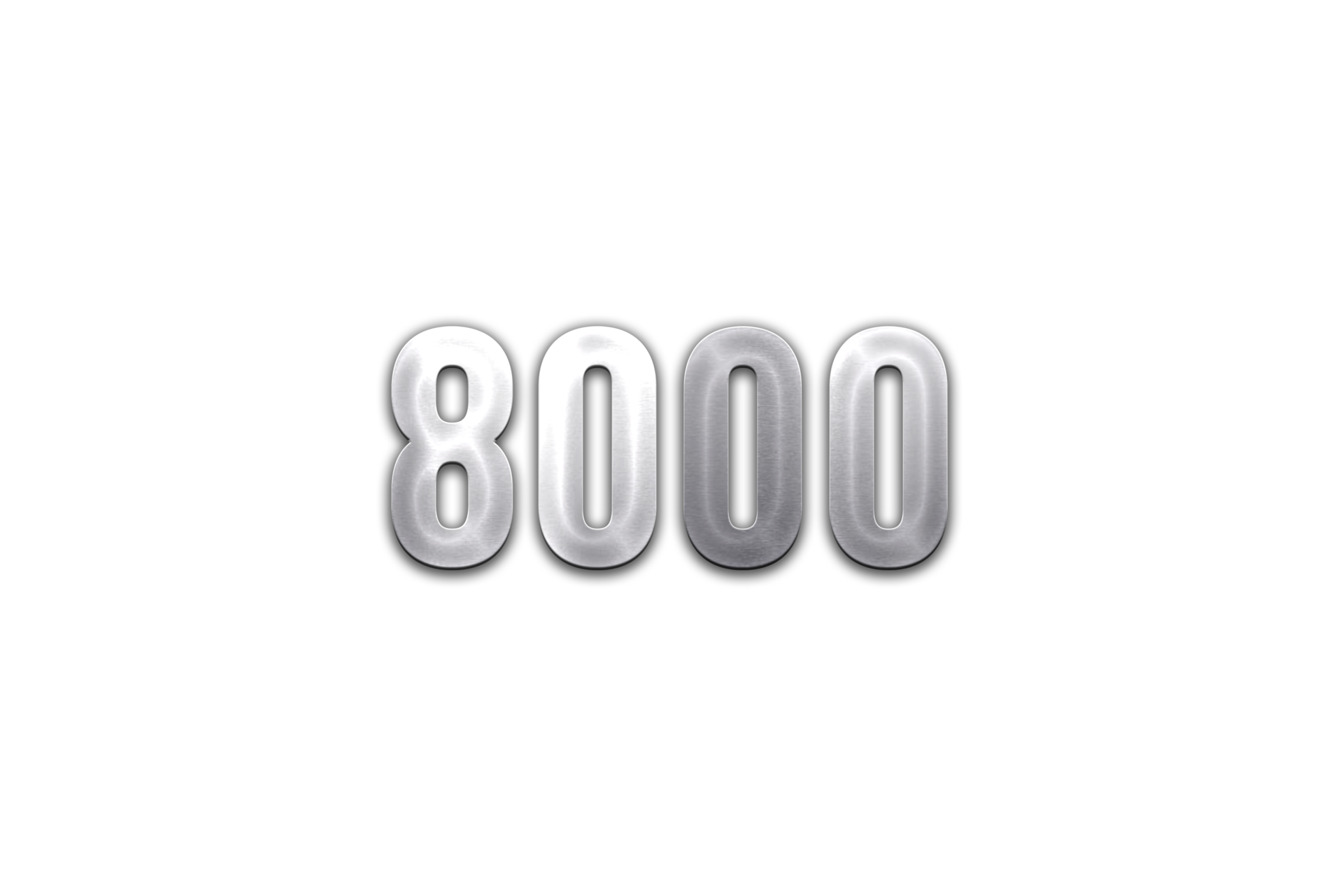 8000 subscribers celebration greeting Number with steel design 23430389 PNG