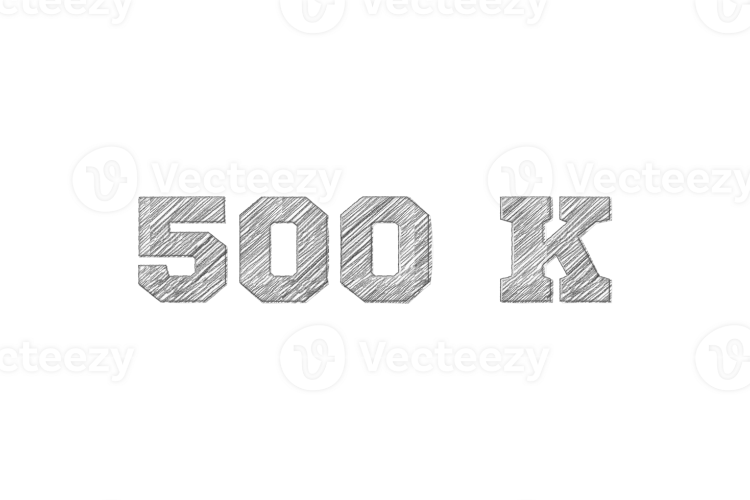 500 k subscribers celebration greeting Number with pencil sketch design png
