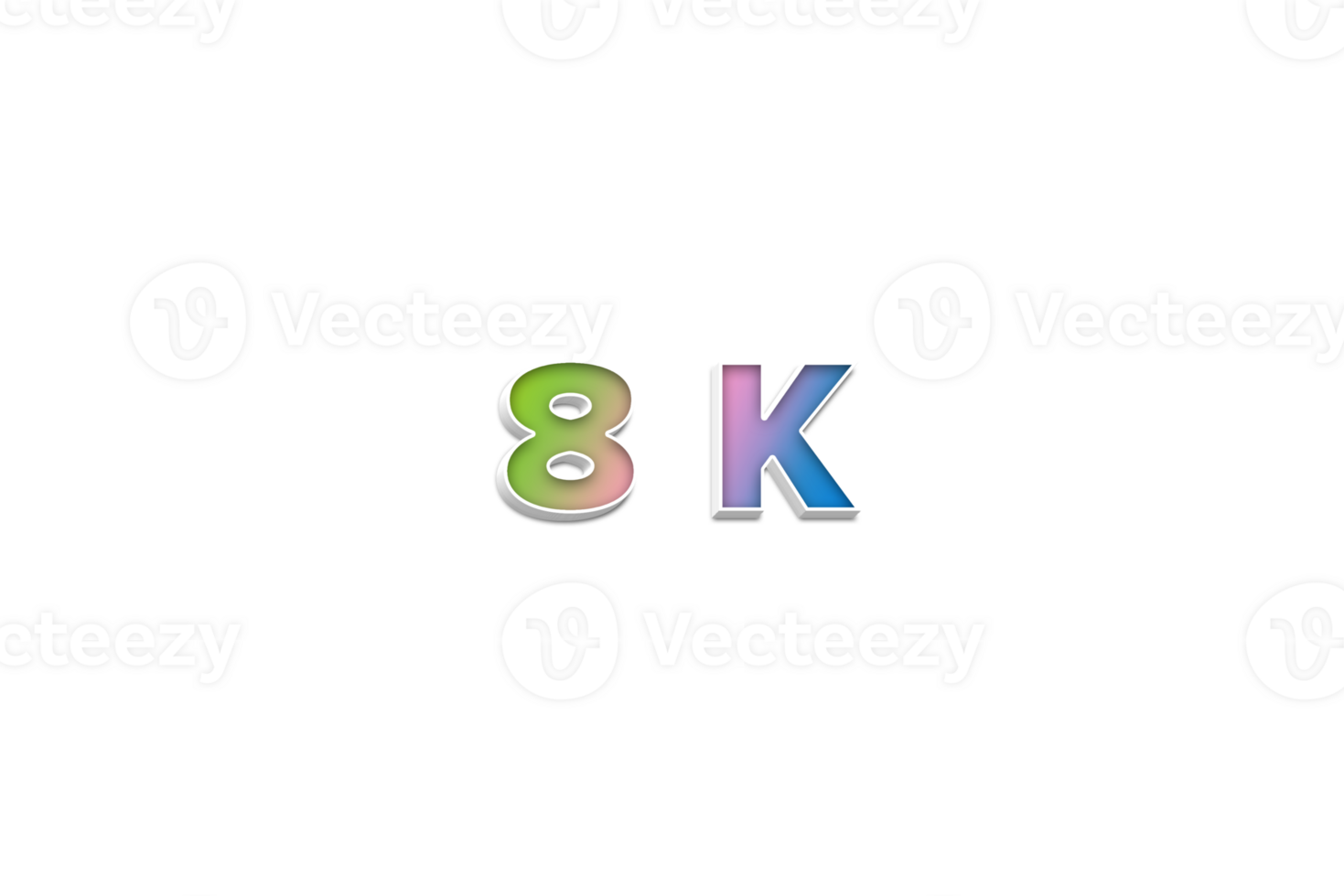8 k subscribers celebration greeting Number with 3d extrude design png