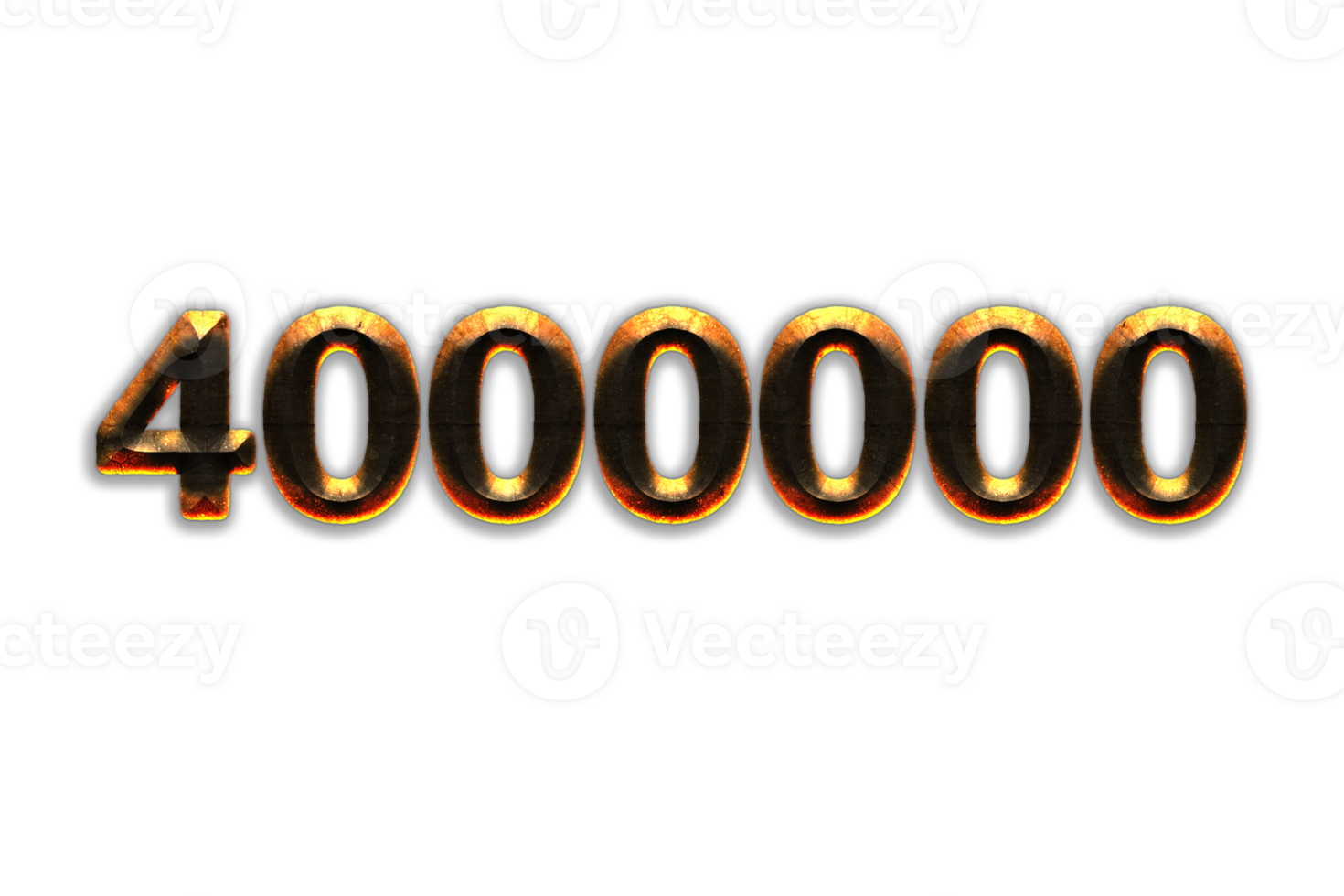 4000000 subscribers celebration greeting Number with hot iron design png