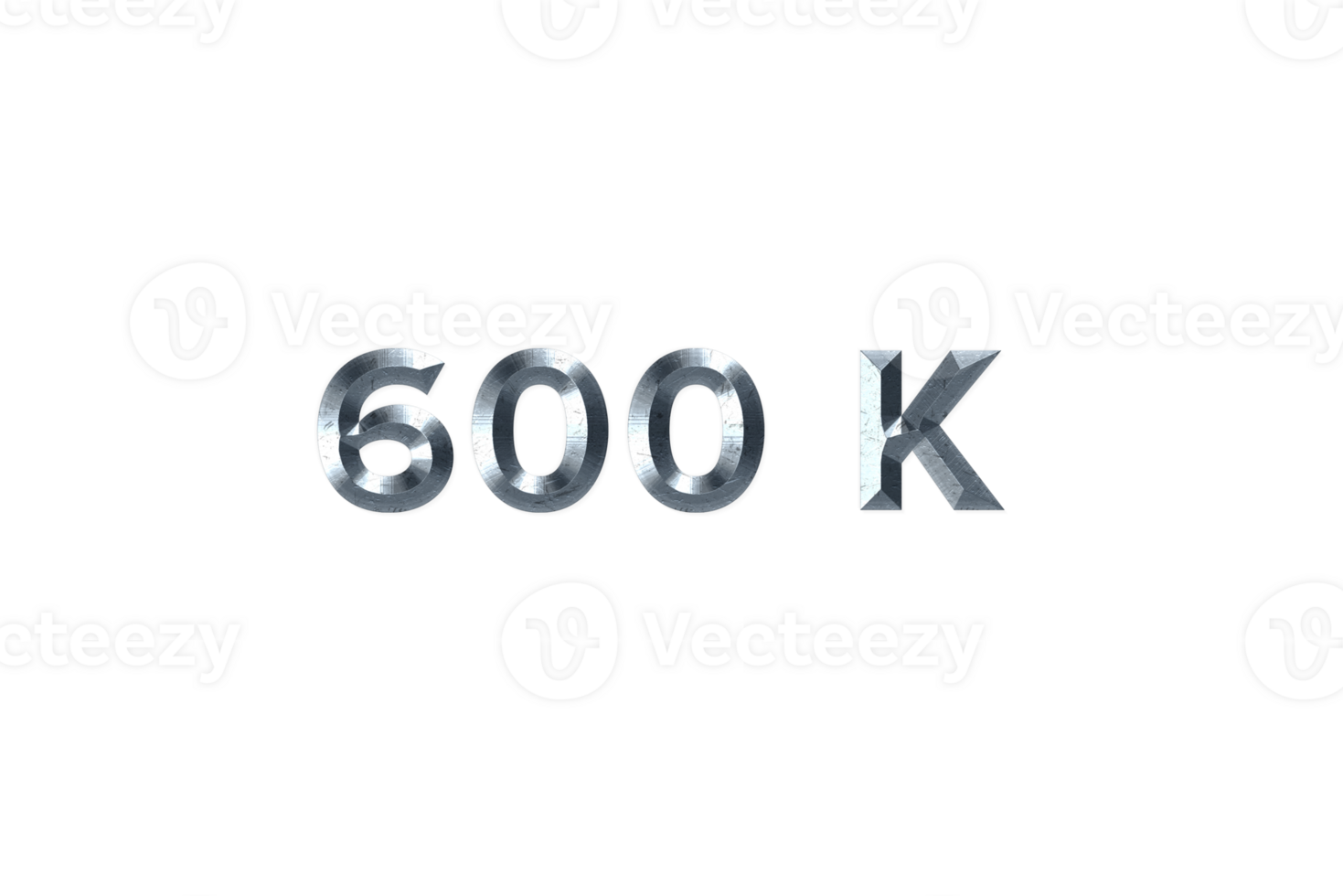 600 k subscribers celebration greeting Number with grey metal design png