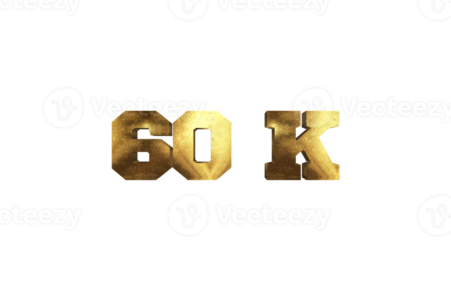 60 k subscribers celebration greeting Number with brass design png