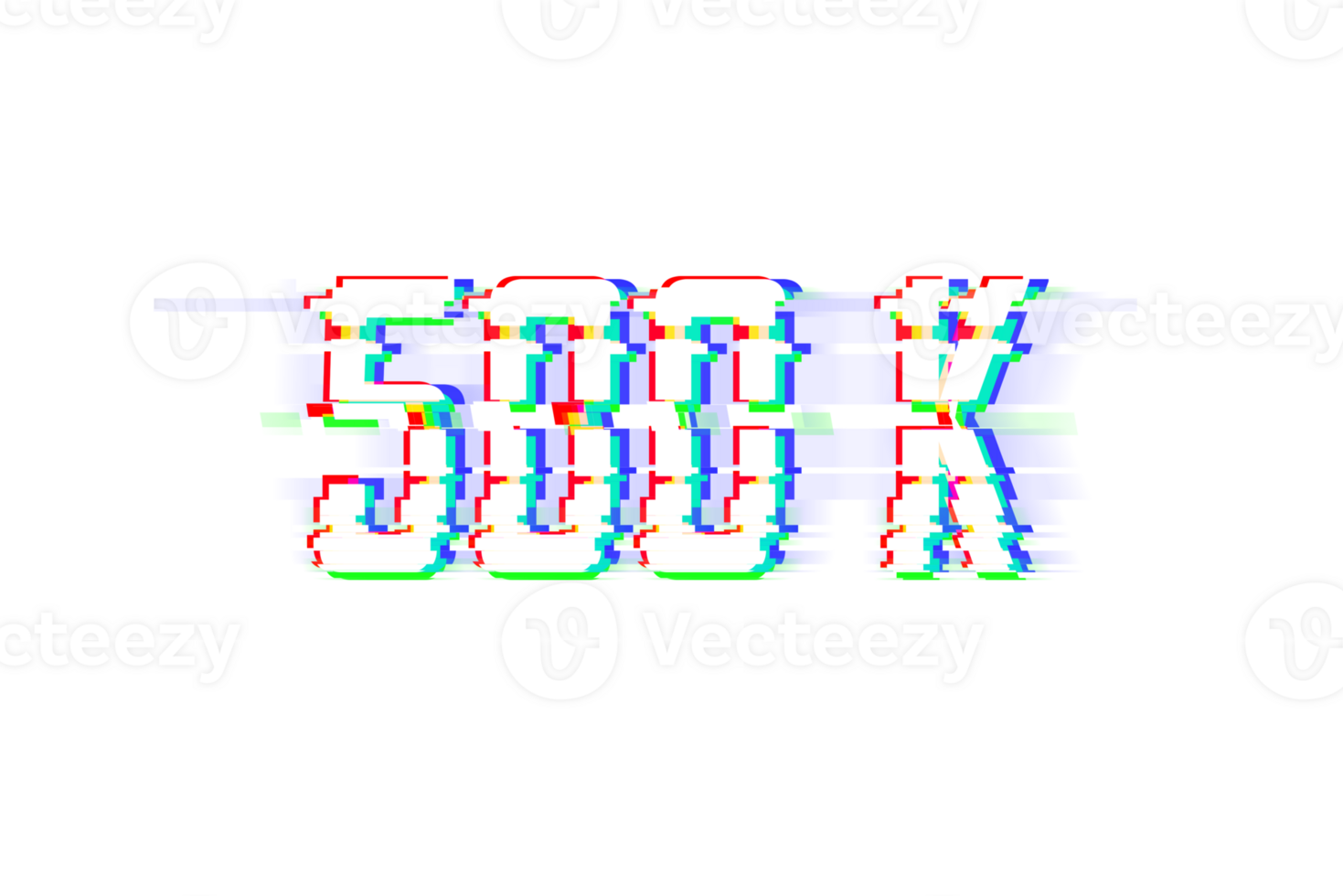500 k subscribers celebration greeting Number with glitch design png