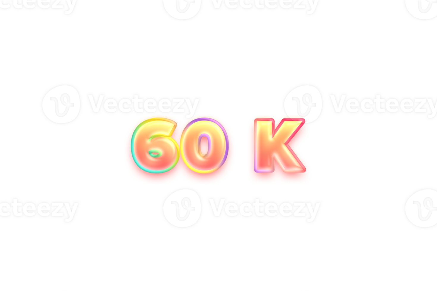 60 k subscribers celebration greeting Number with candy color design png