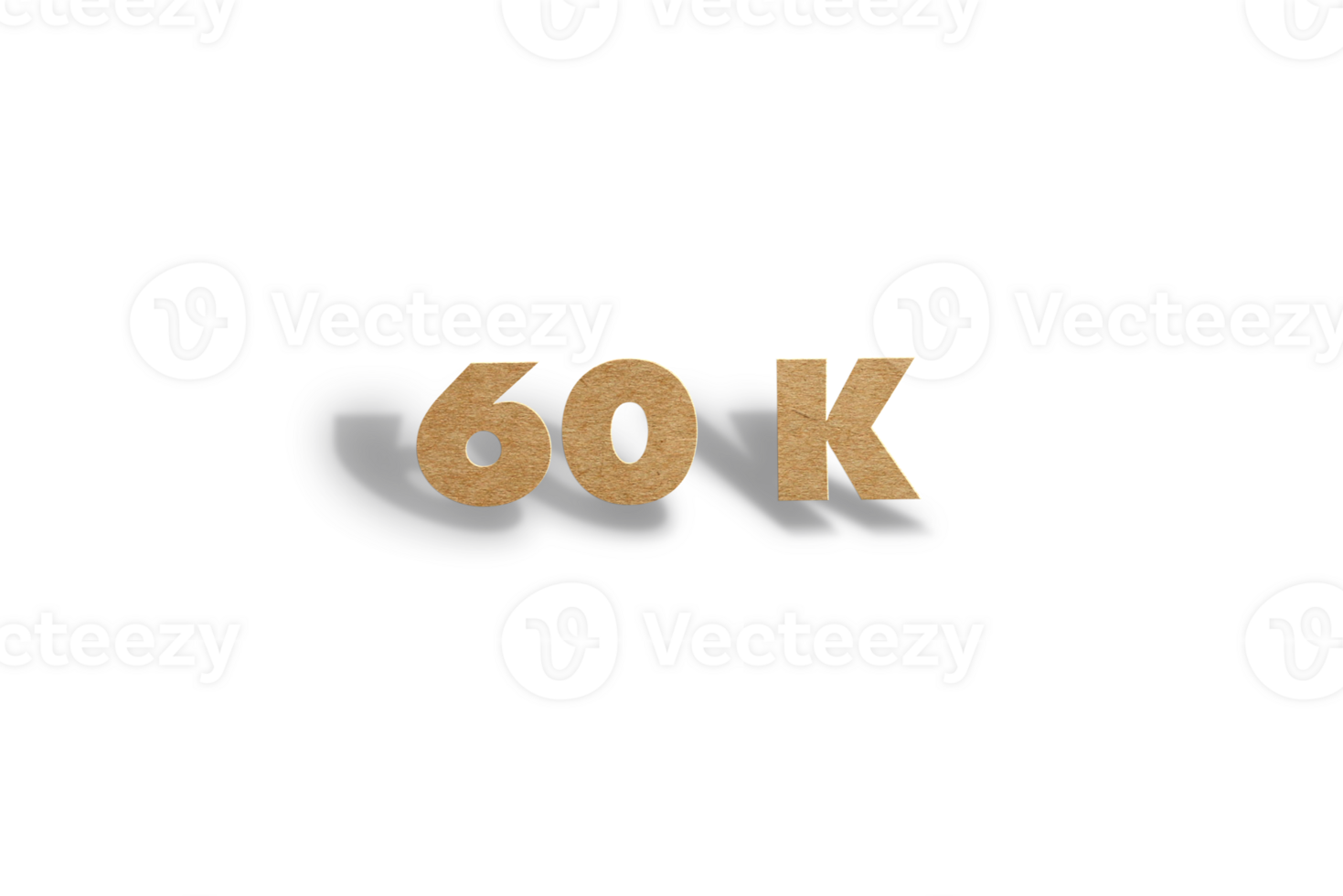 60 k subscribers celebration greeting Number with hard card cutted design png