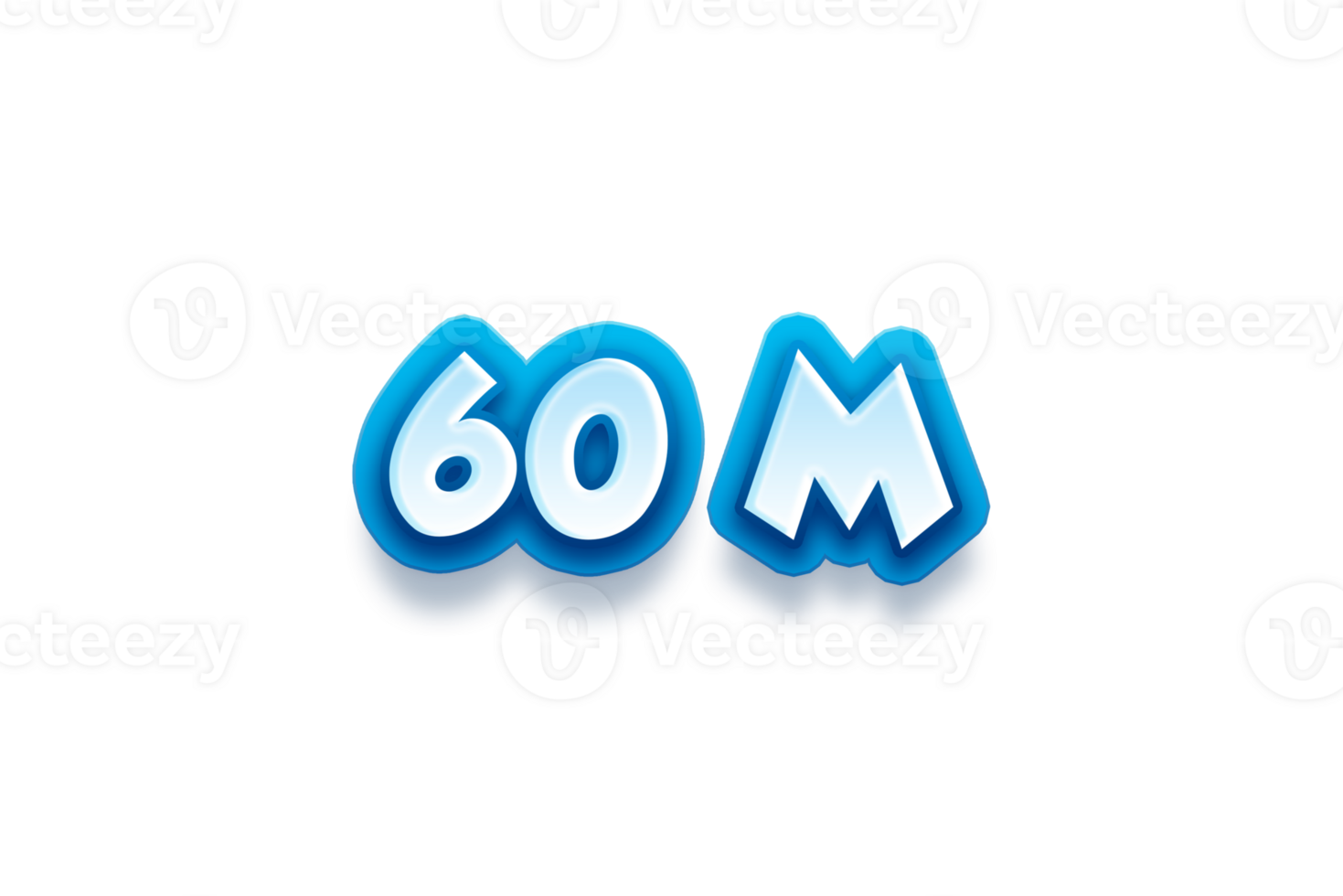 60 million subscribers celebration greeting Number with modren blue design png