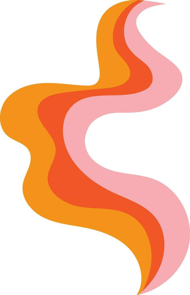 Inflame Orange Retro Wavy Psychedelic Element Illustration vector