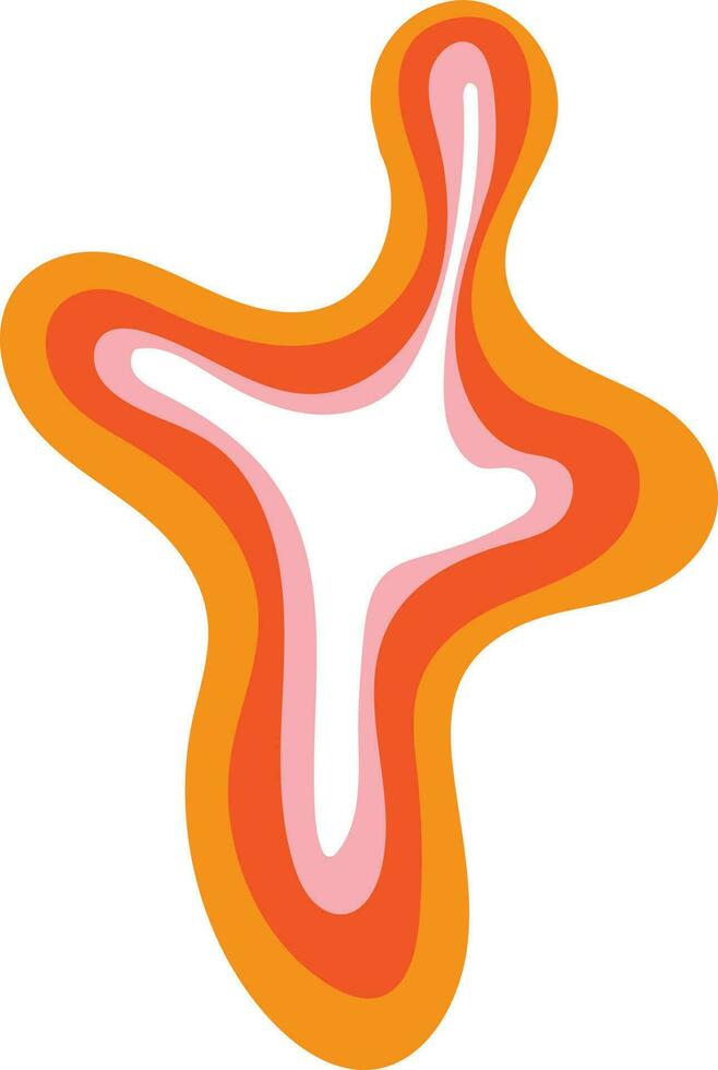 Inflame Orange Retro Wavy Psychedelic Element Illustration vector