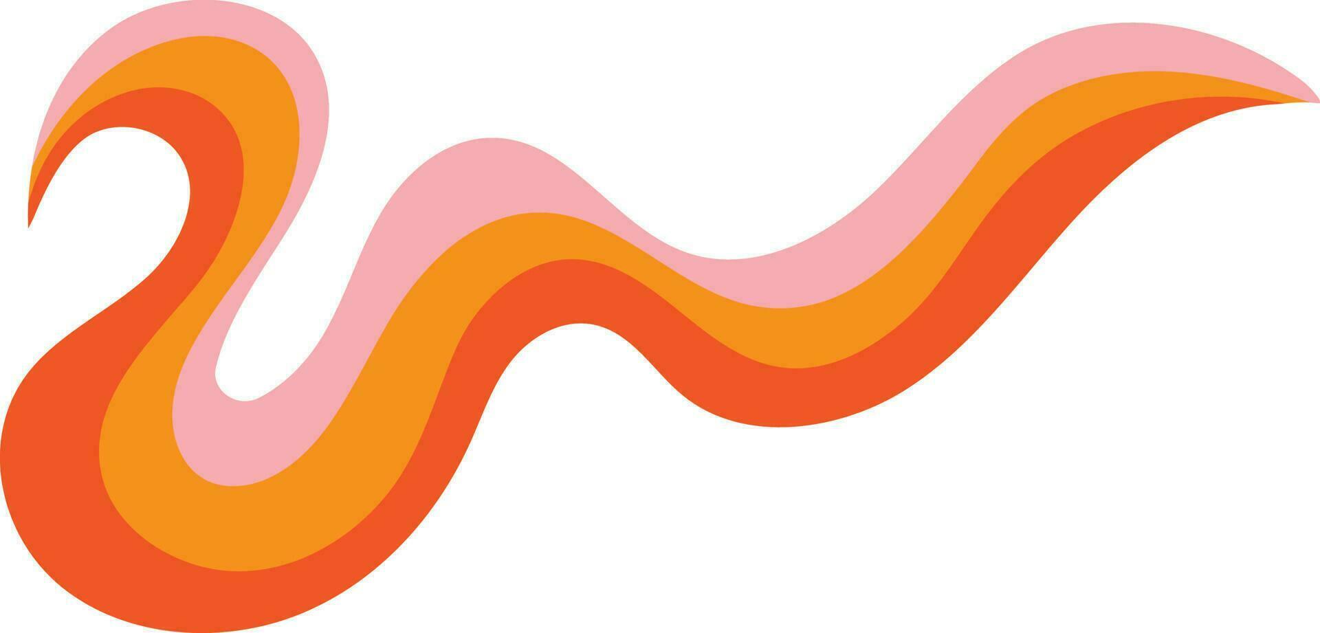 Inflame Orange Retro Wavy Psychedelic Element Illustration vector