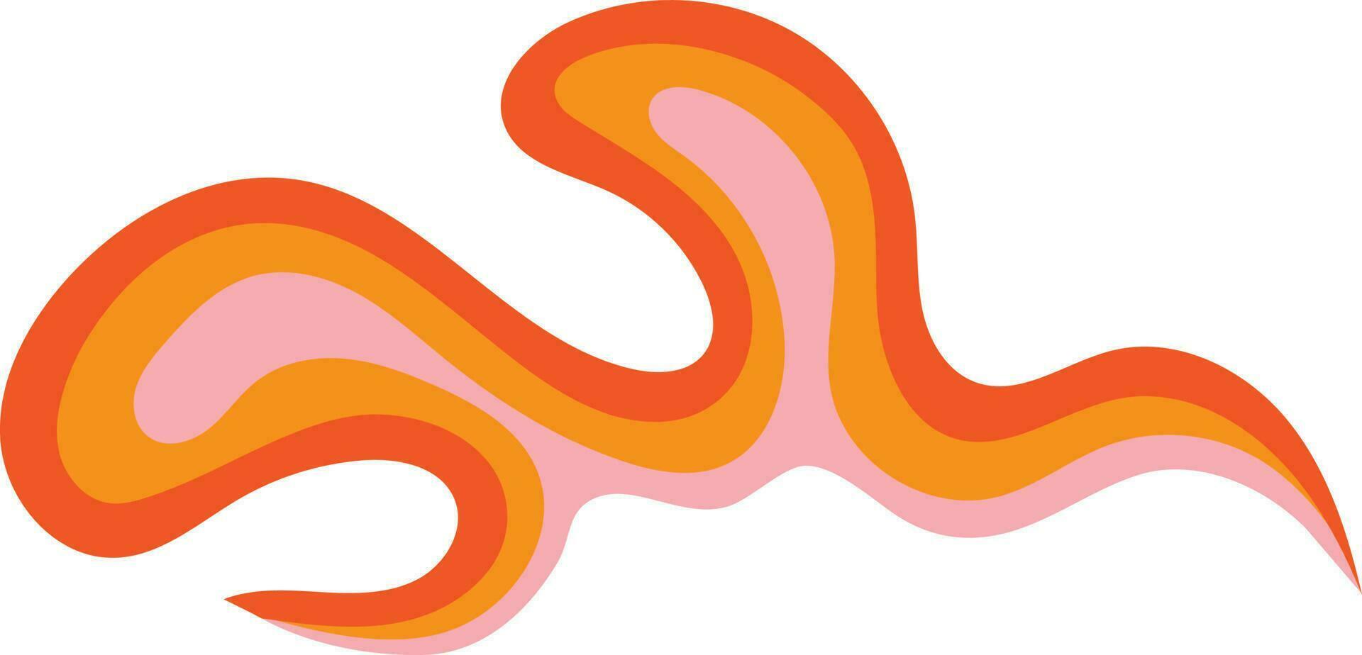 Inflame Orange Retro Wavy Psychedelic Element Illustration vector