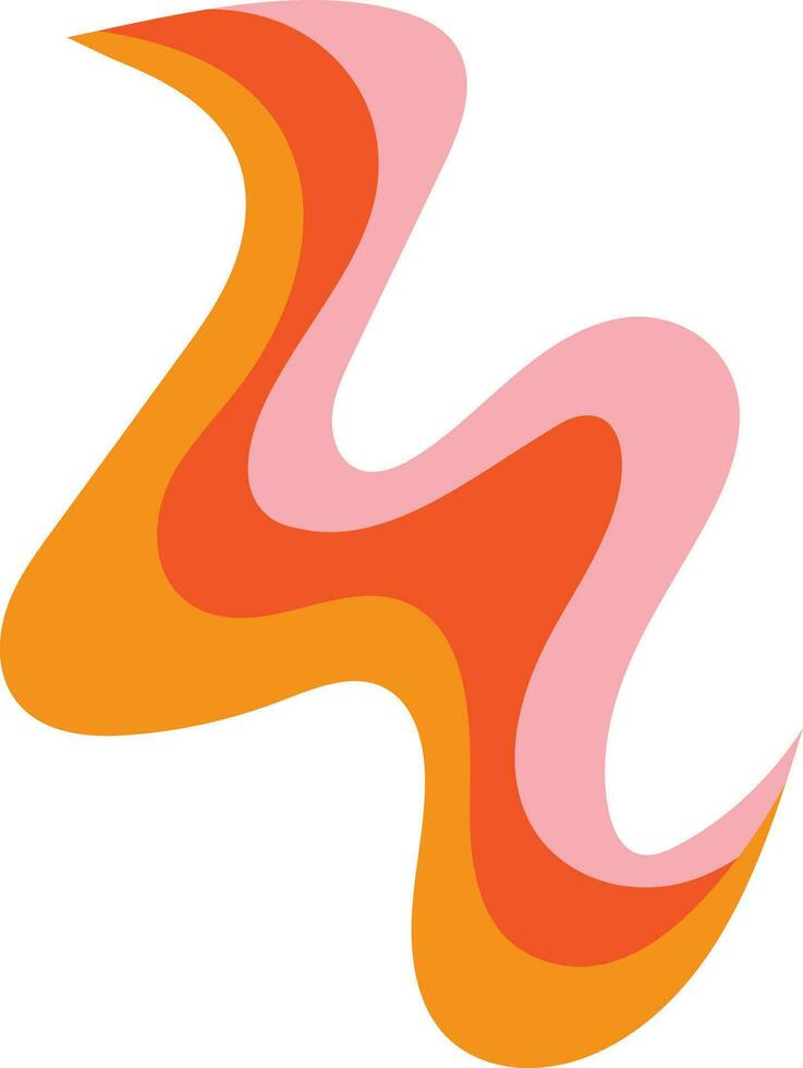 Inflame Orange Retro Wavy Psychedelic Element Illustration vector