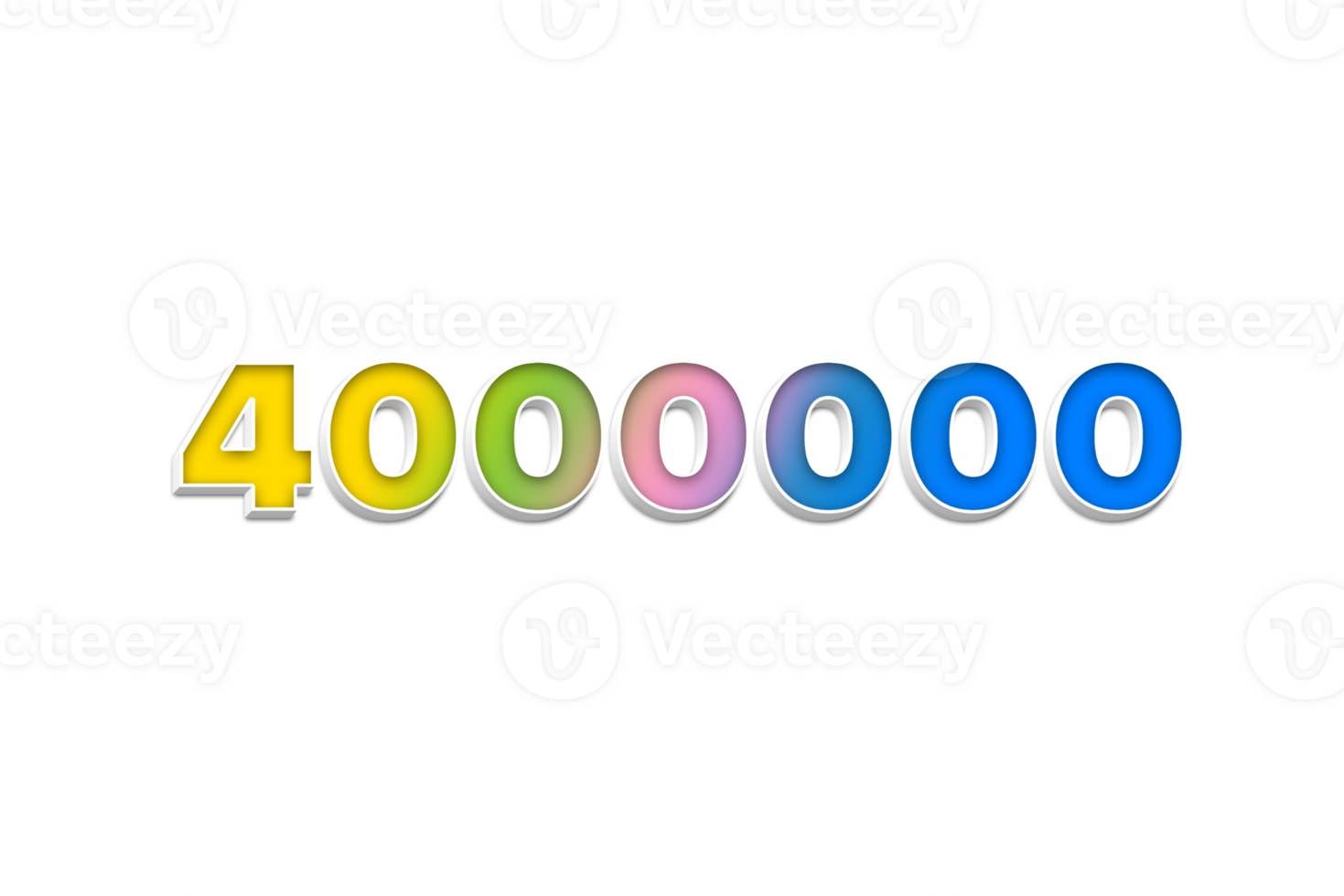 4000000 subscribers celebration greeting Number with 3d extrude design png