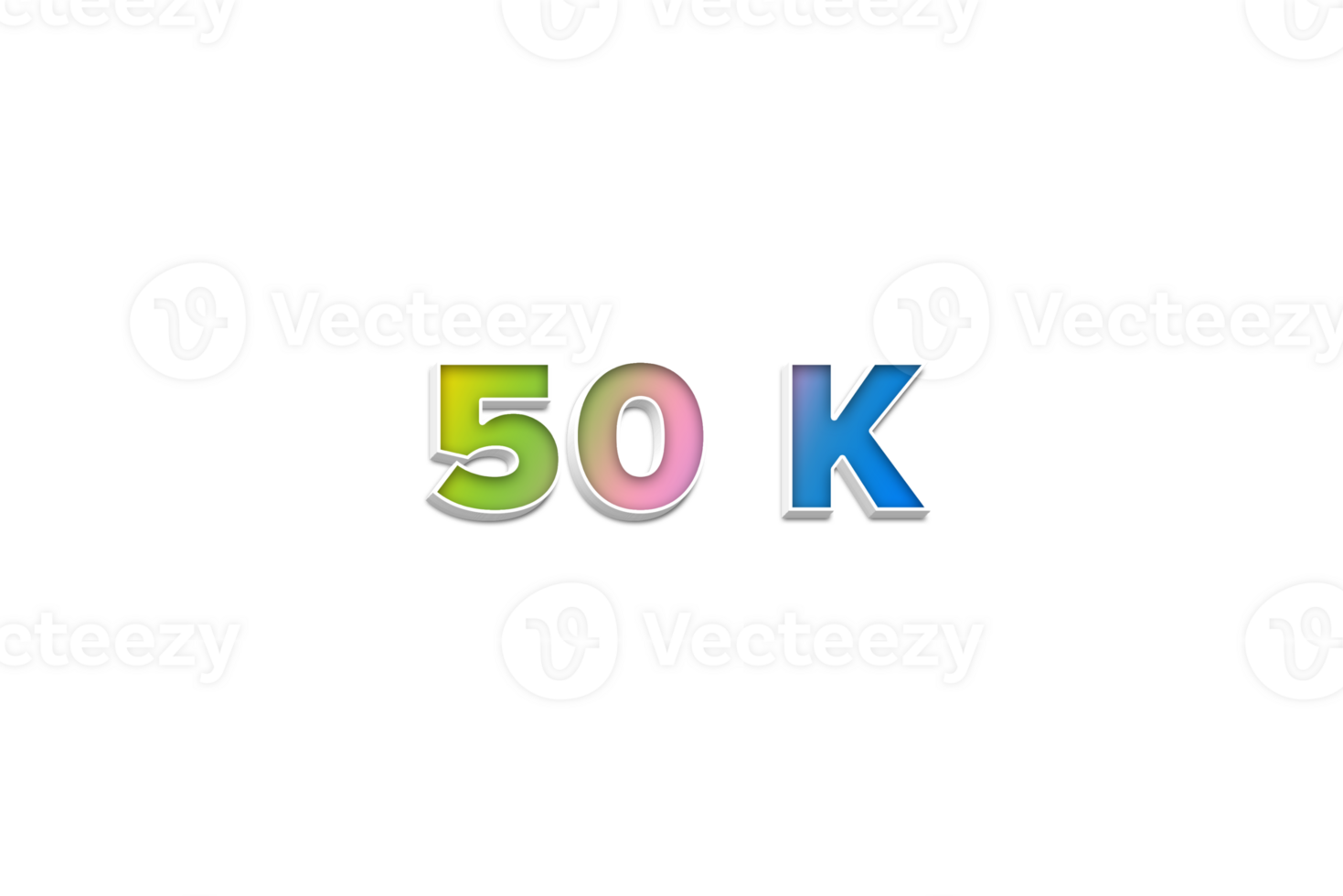 50 k subscribers celebration greeting Number with 3d extrude design png