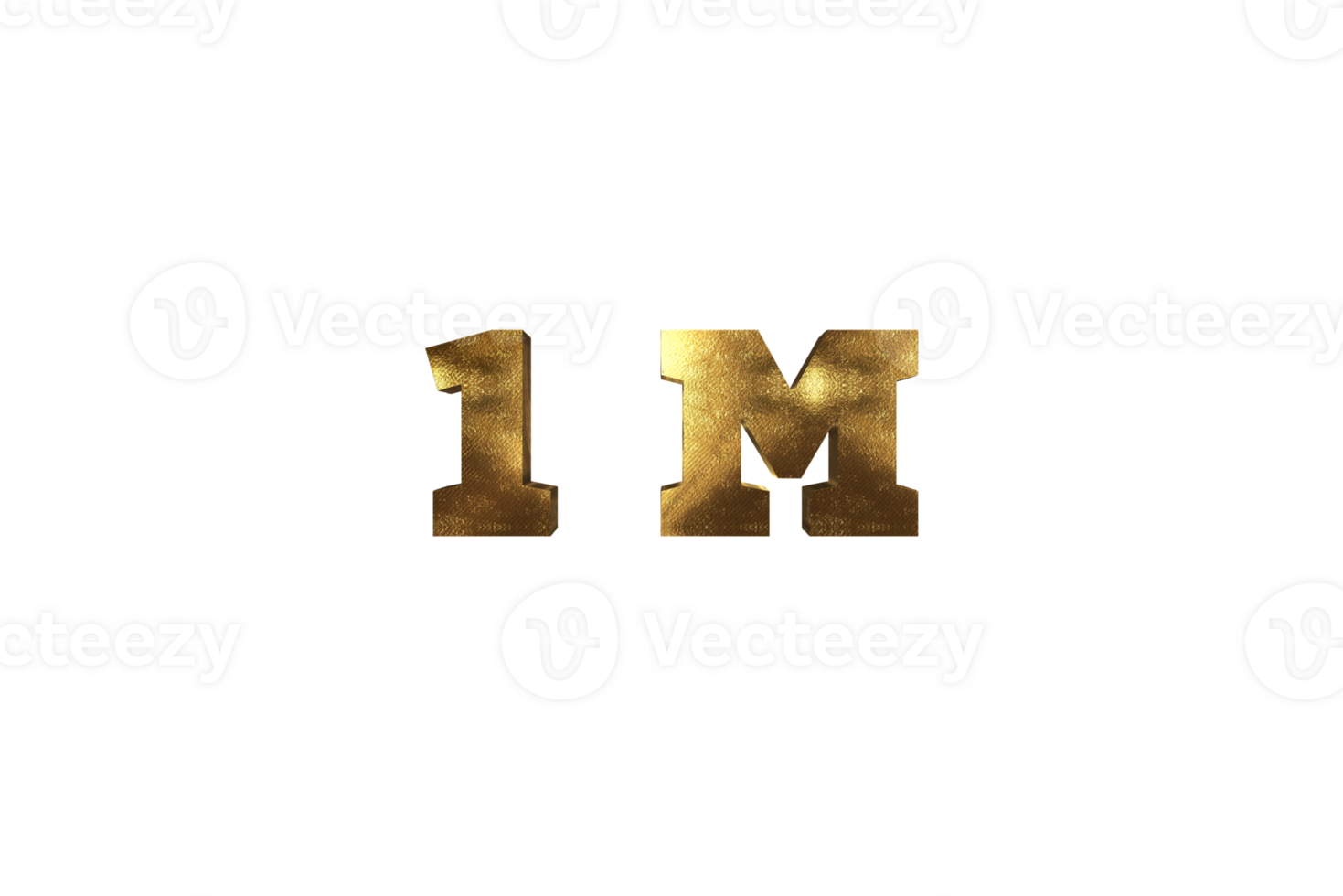 1 million subscribers celebration greeting Number with brass design png