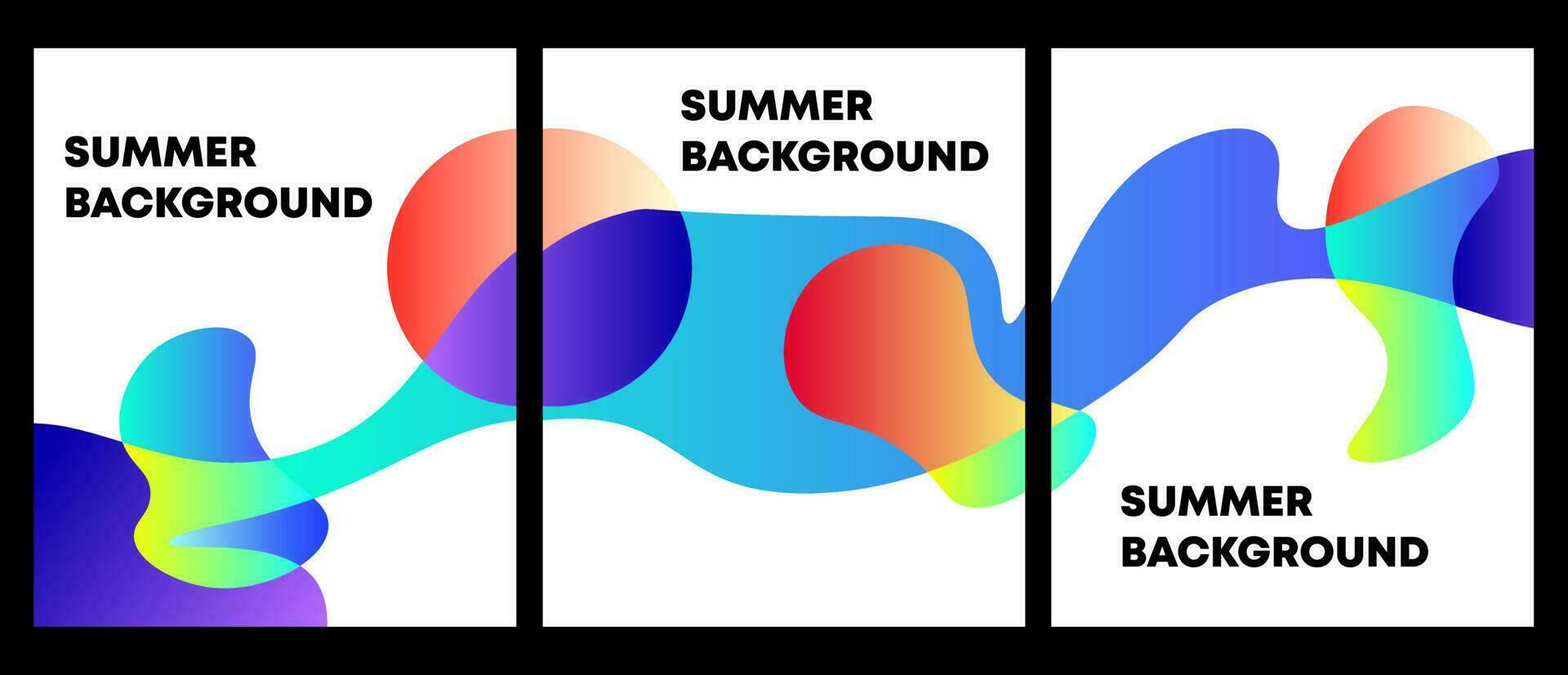 Set of colorful summer background with gradient fluid and copy space. Vertical banner vector