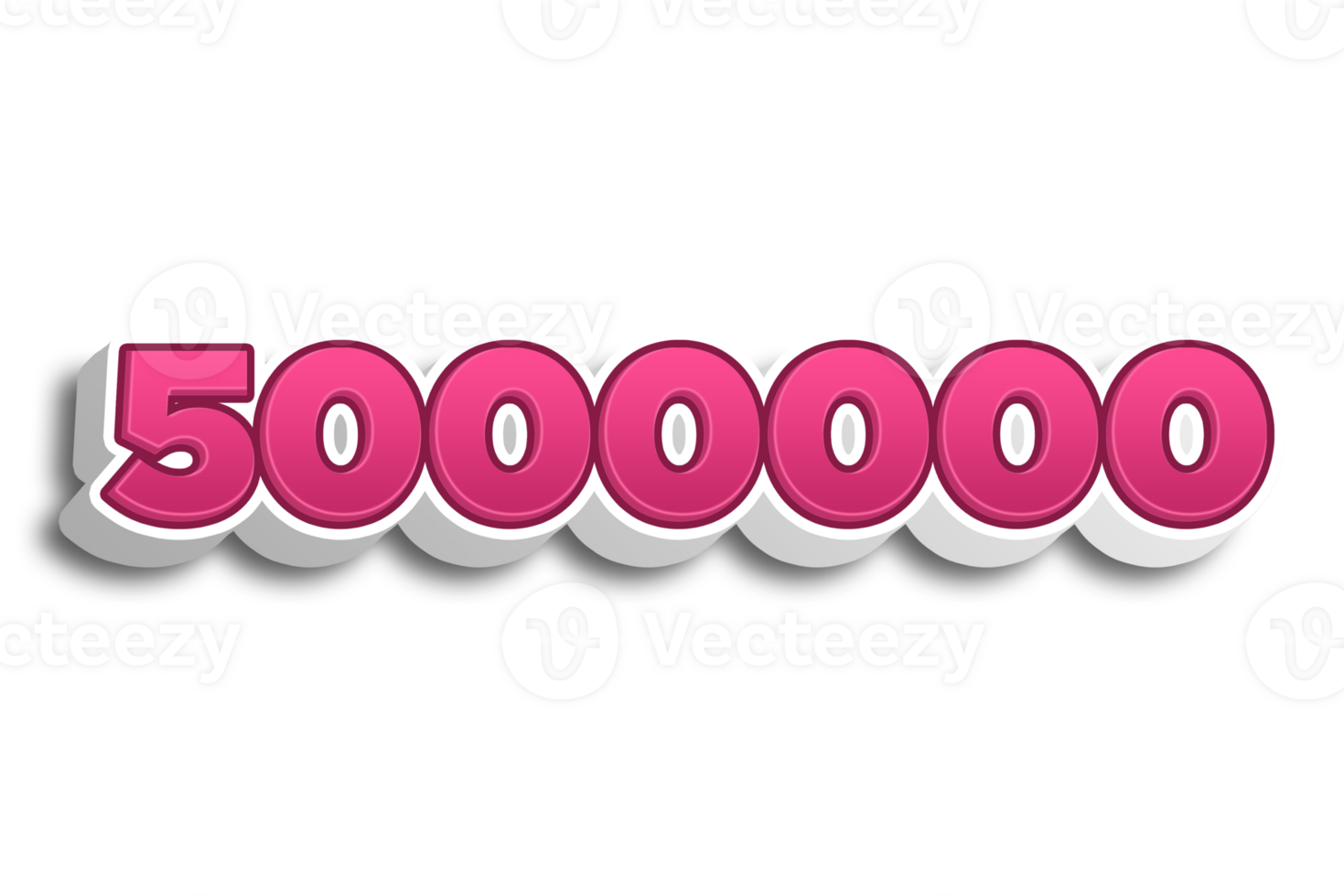 5000000 subscribers celebration greeting Number with pink 3d design png